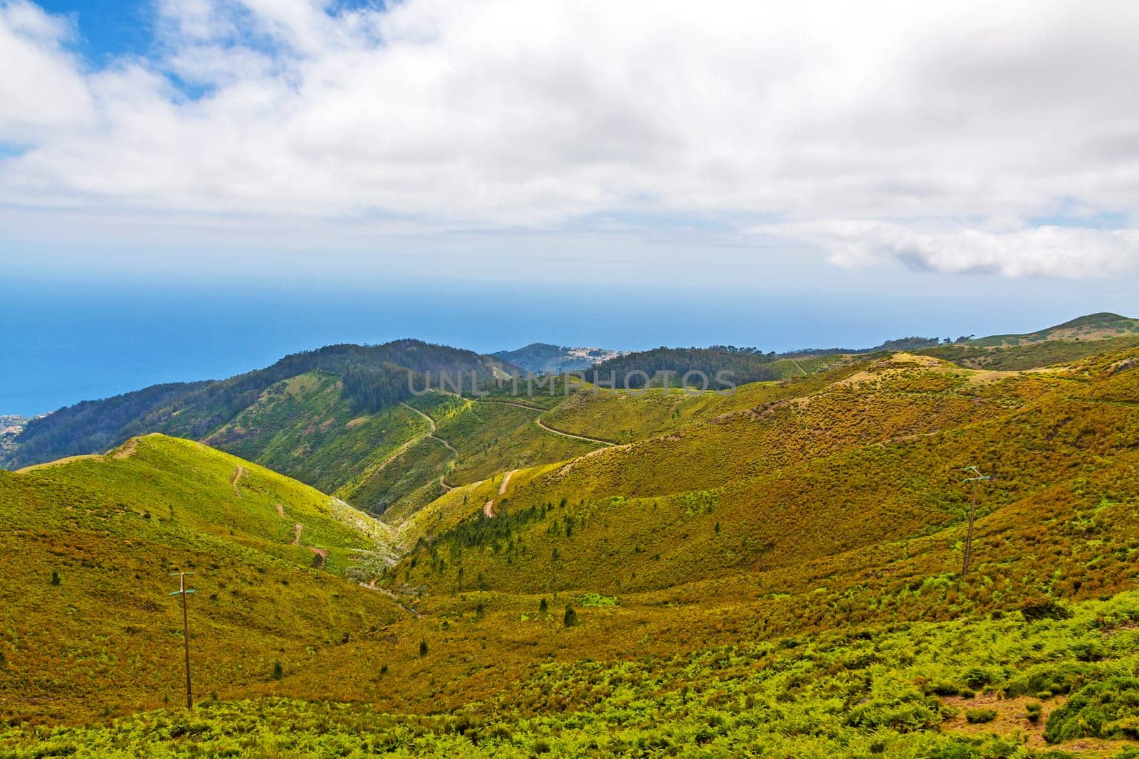 Mountain's crest in the north of Madeira island, view towards  Calheta