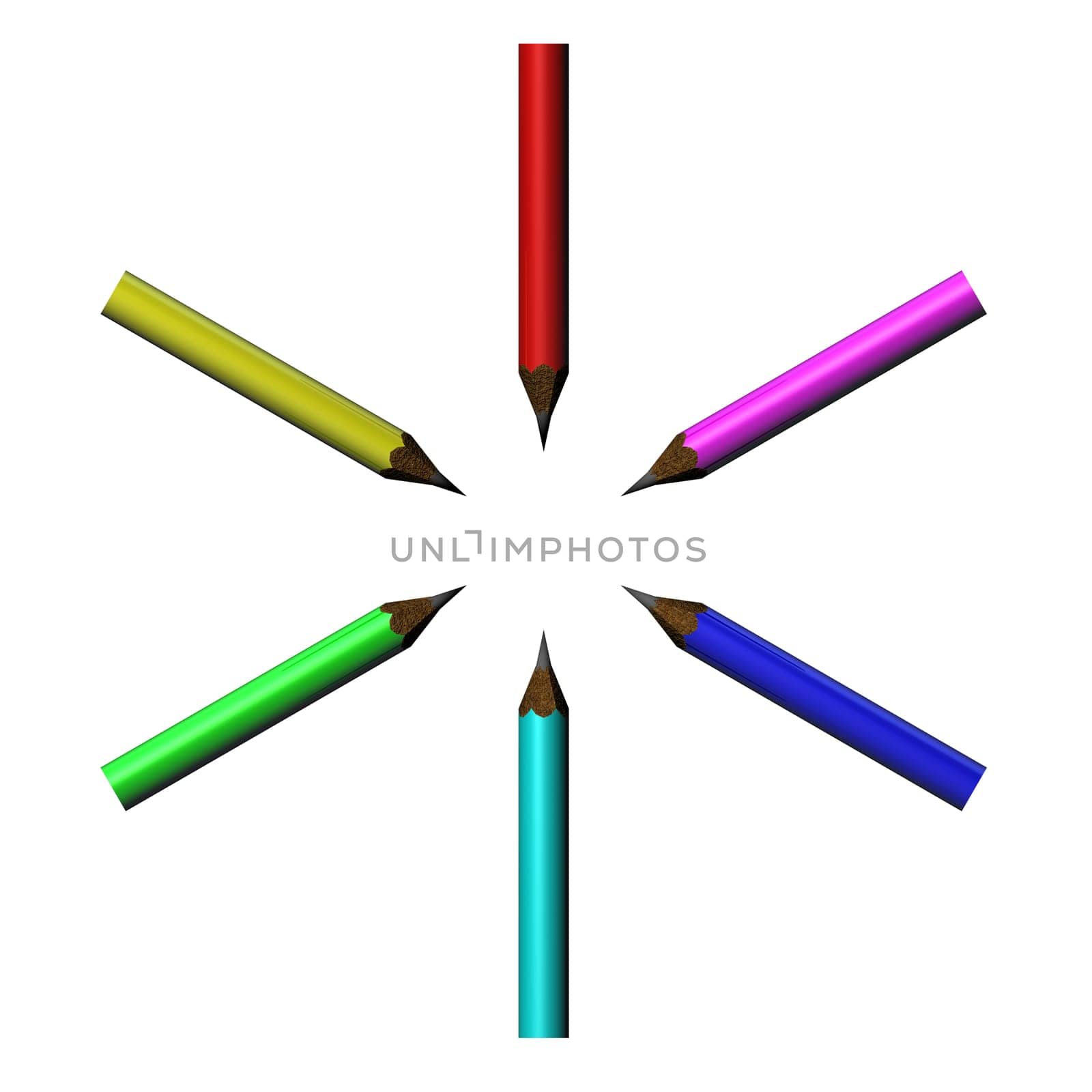 Colour pencils isolated on white background close up