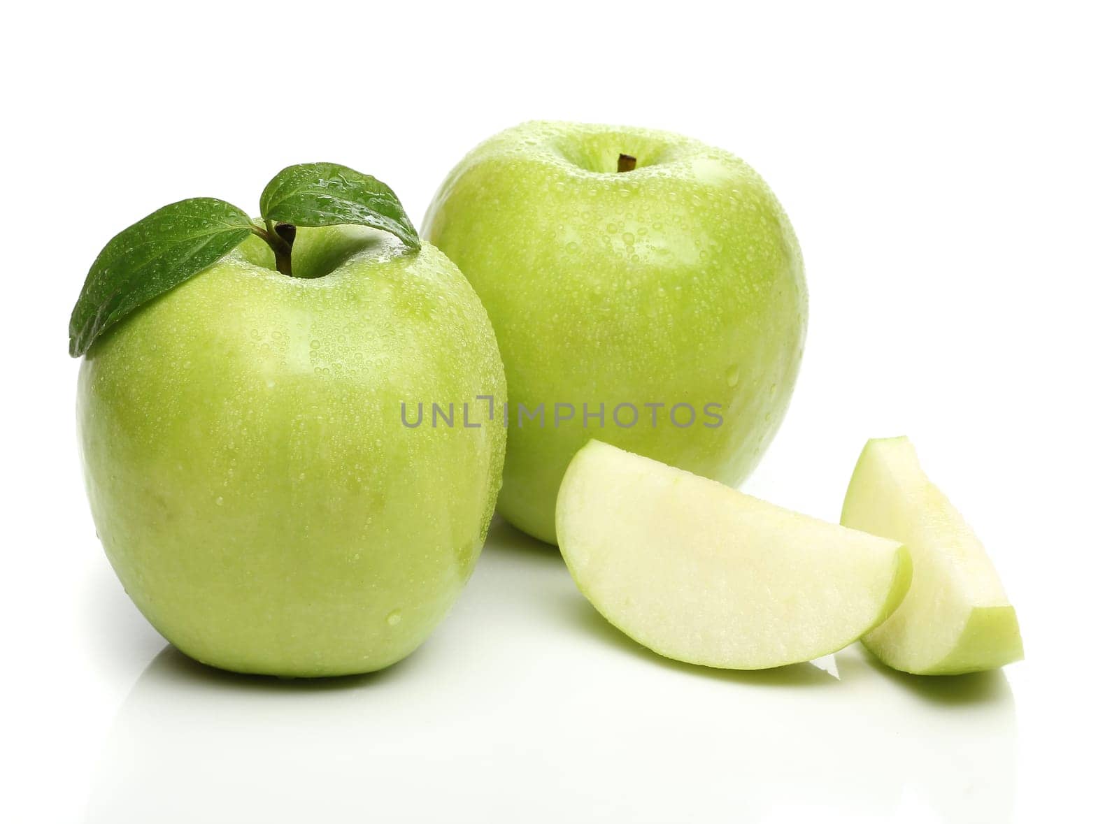 Healthy green apple isolated on white background
