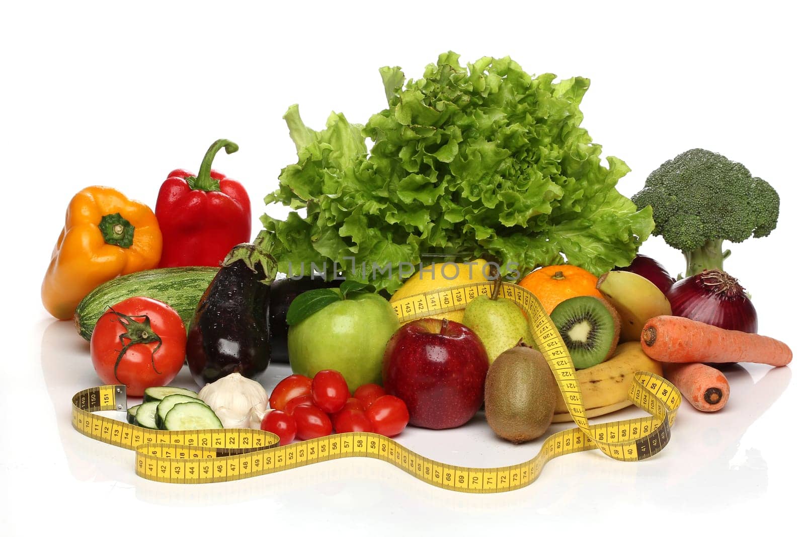 Delicious group of healthy vegetables isolated on white