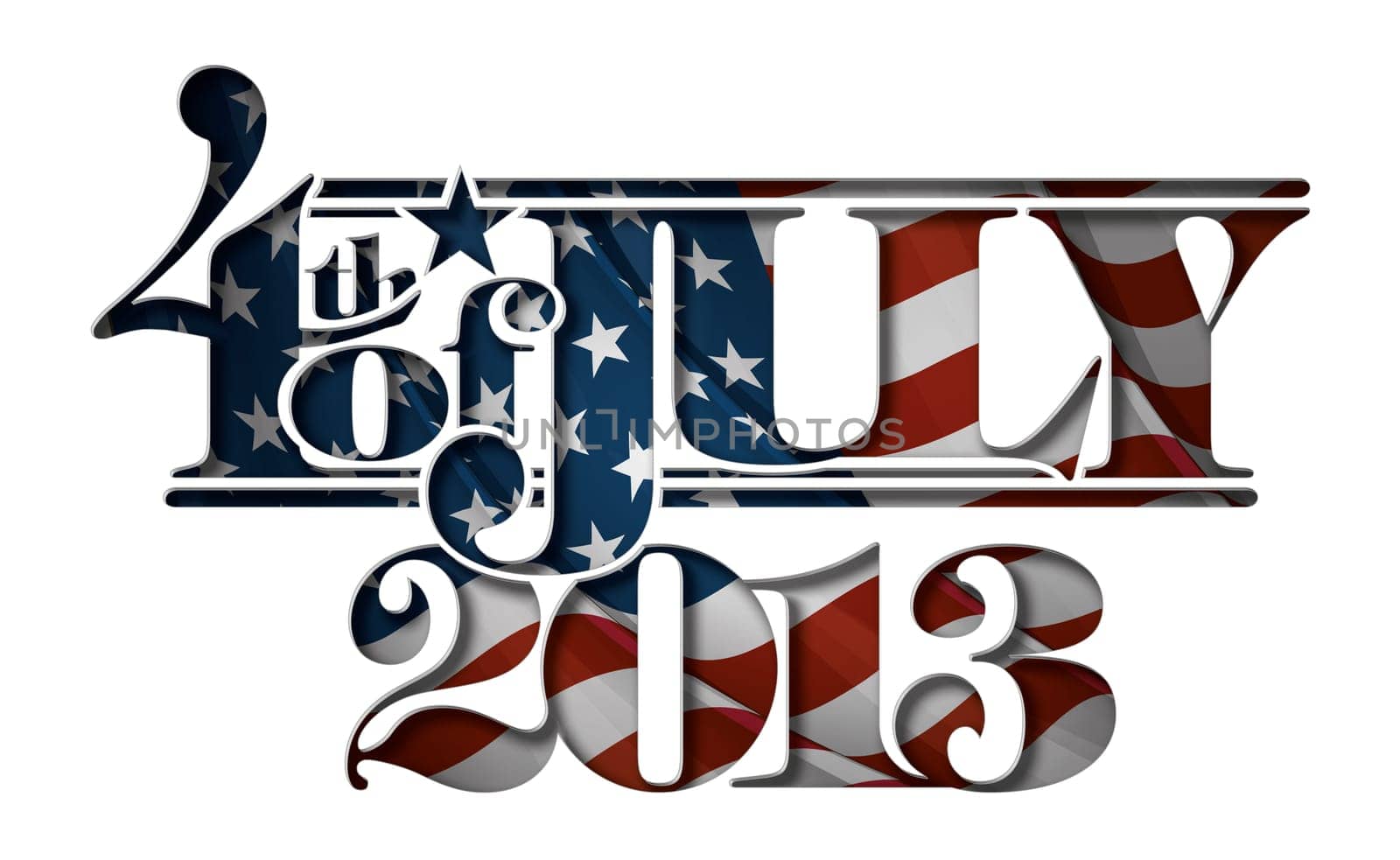 Typographic art cut-out with a waving American flag underneath. The Settle thickness on the cut-out border follows the inner shadow's light source.