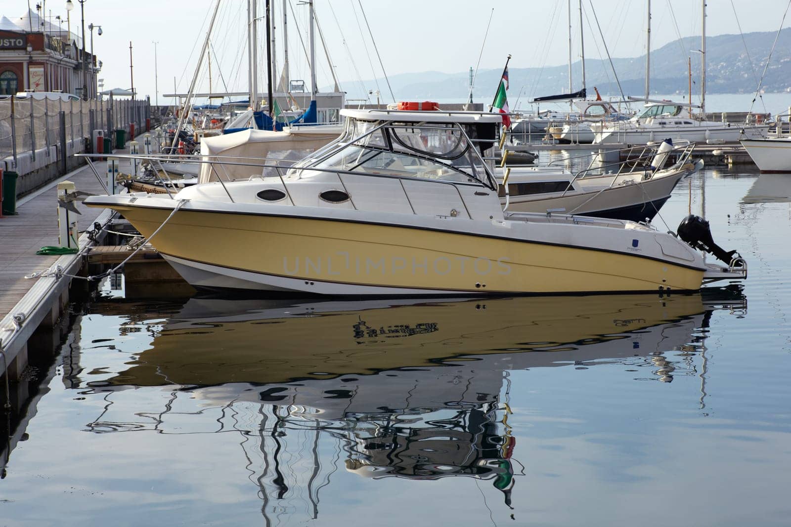 View of Boats in the Trieste sea port, Italy