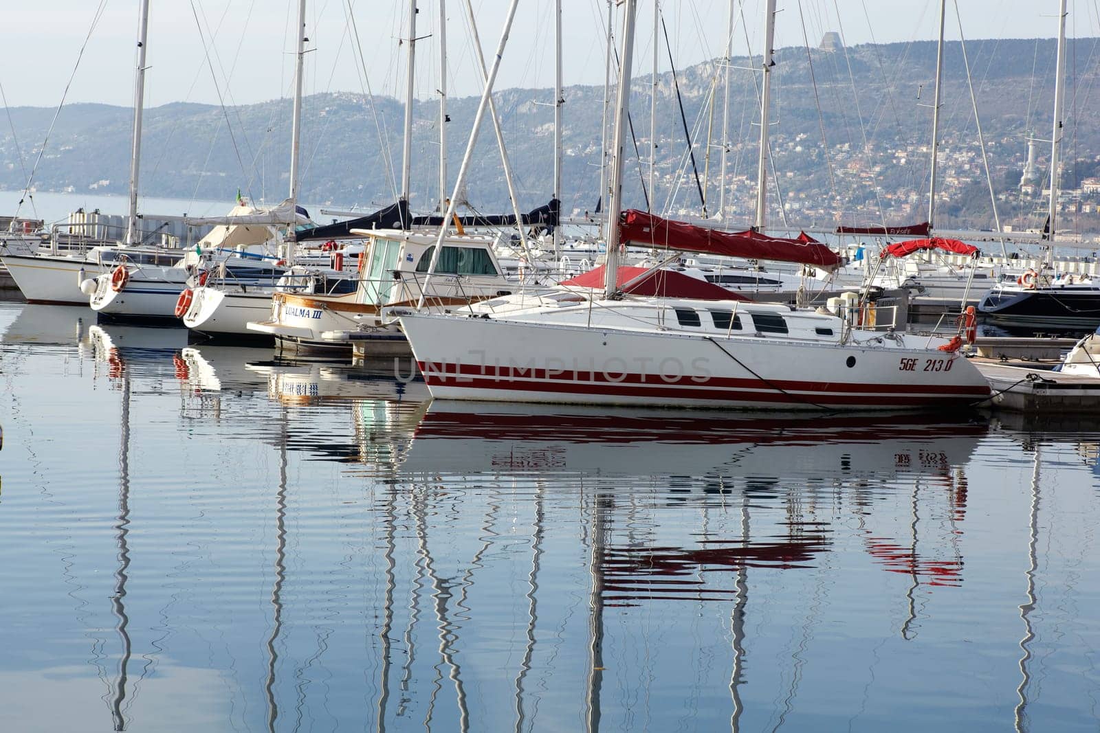 View of Boats in the Trieste sea port, Italy