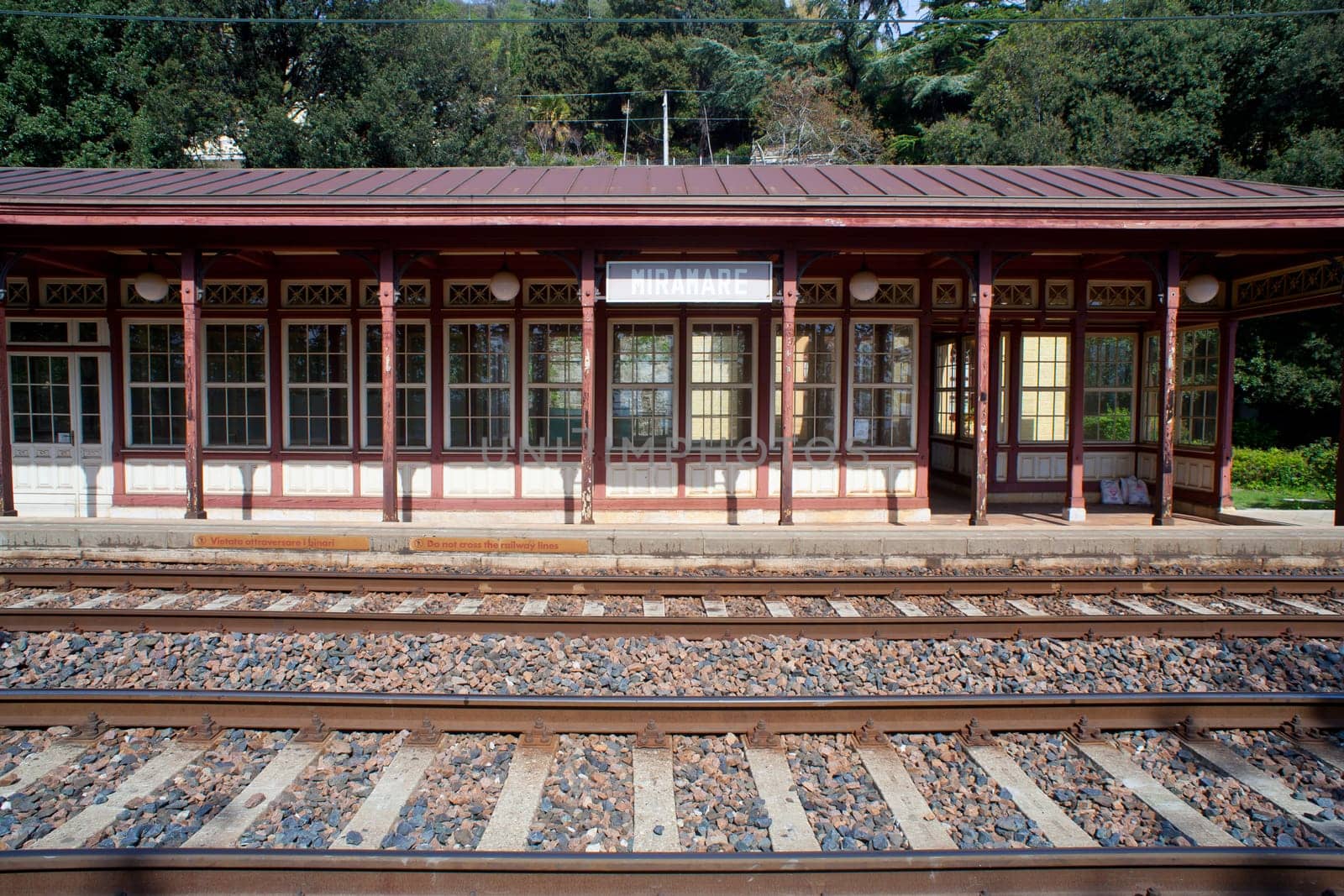 View of ancient Miramare railroad station, Trieste