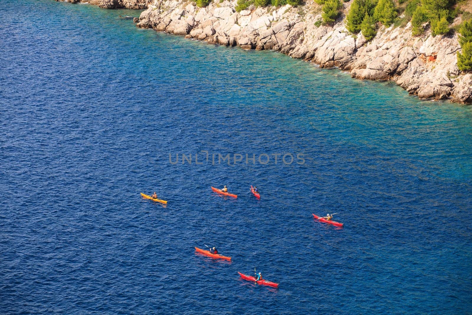 Kayaking in the Croatian sea. Brsecine