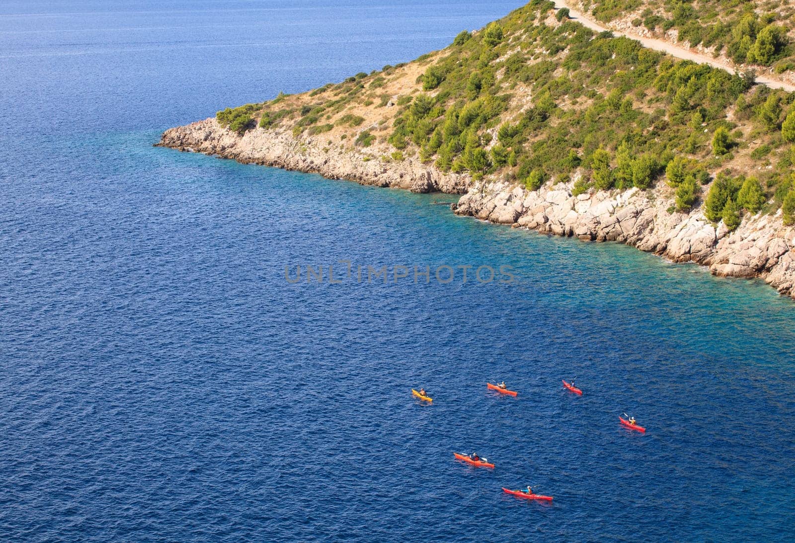 Kayaking in the Croatian sea. Brsecine