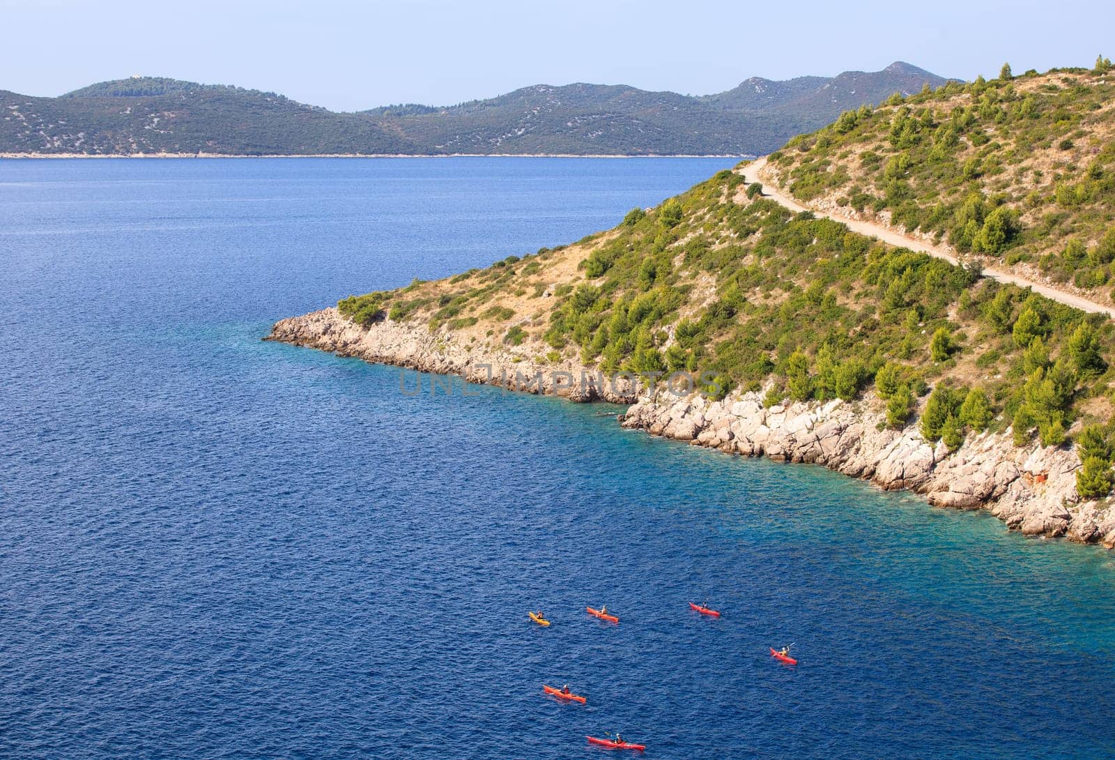 Kayaking in the Croatian sea. Brsecine