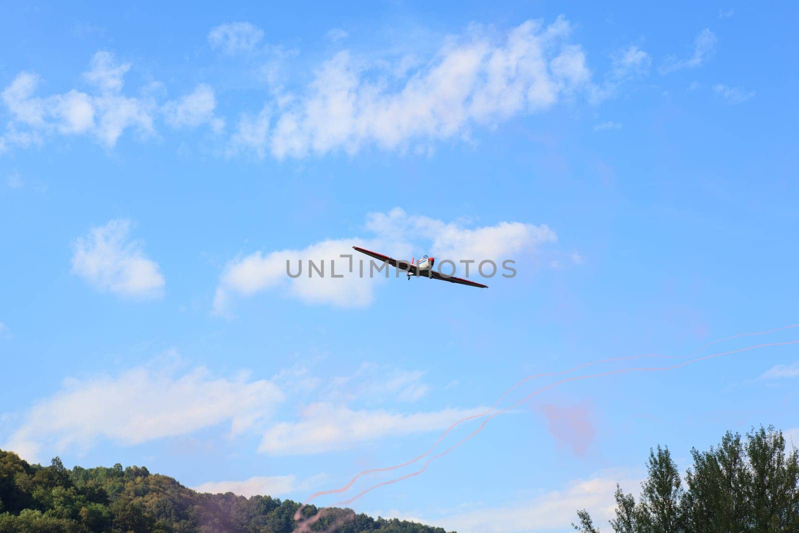 View of aerobatics in the blue sky