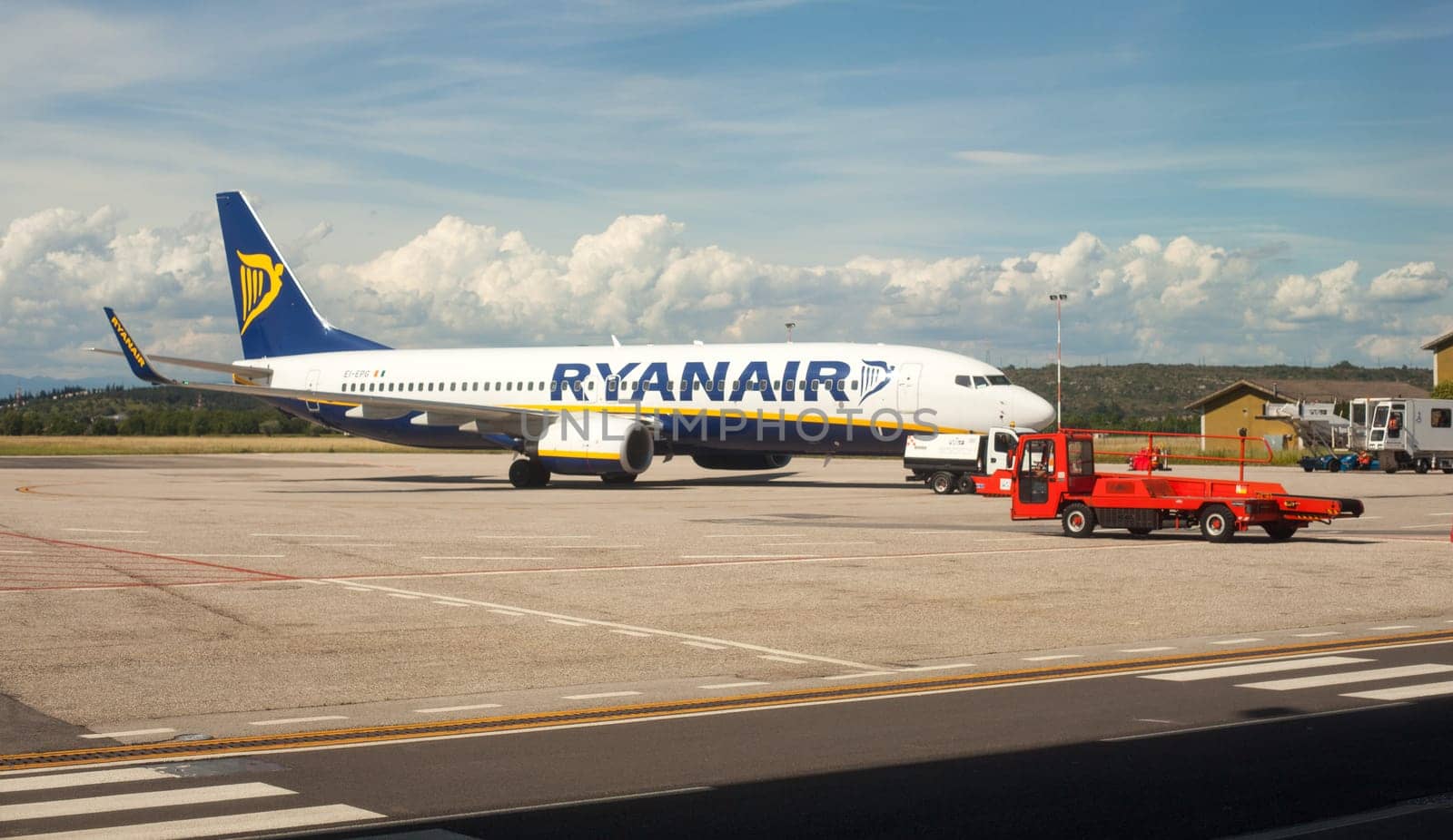 View of Ryan air airplaine in Trieste airport