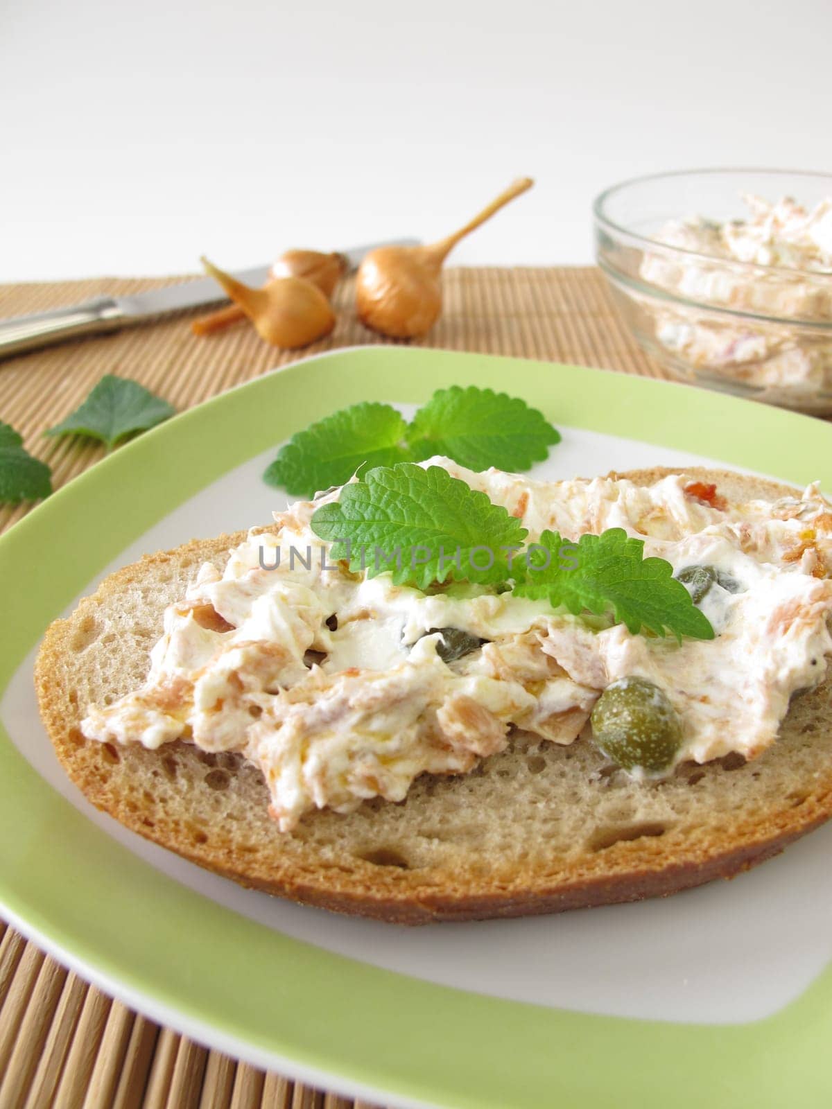 Spread with tuna and cream cheese