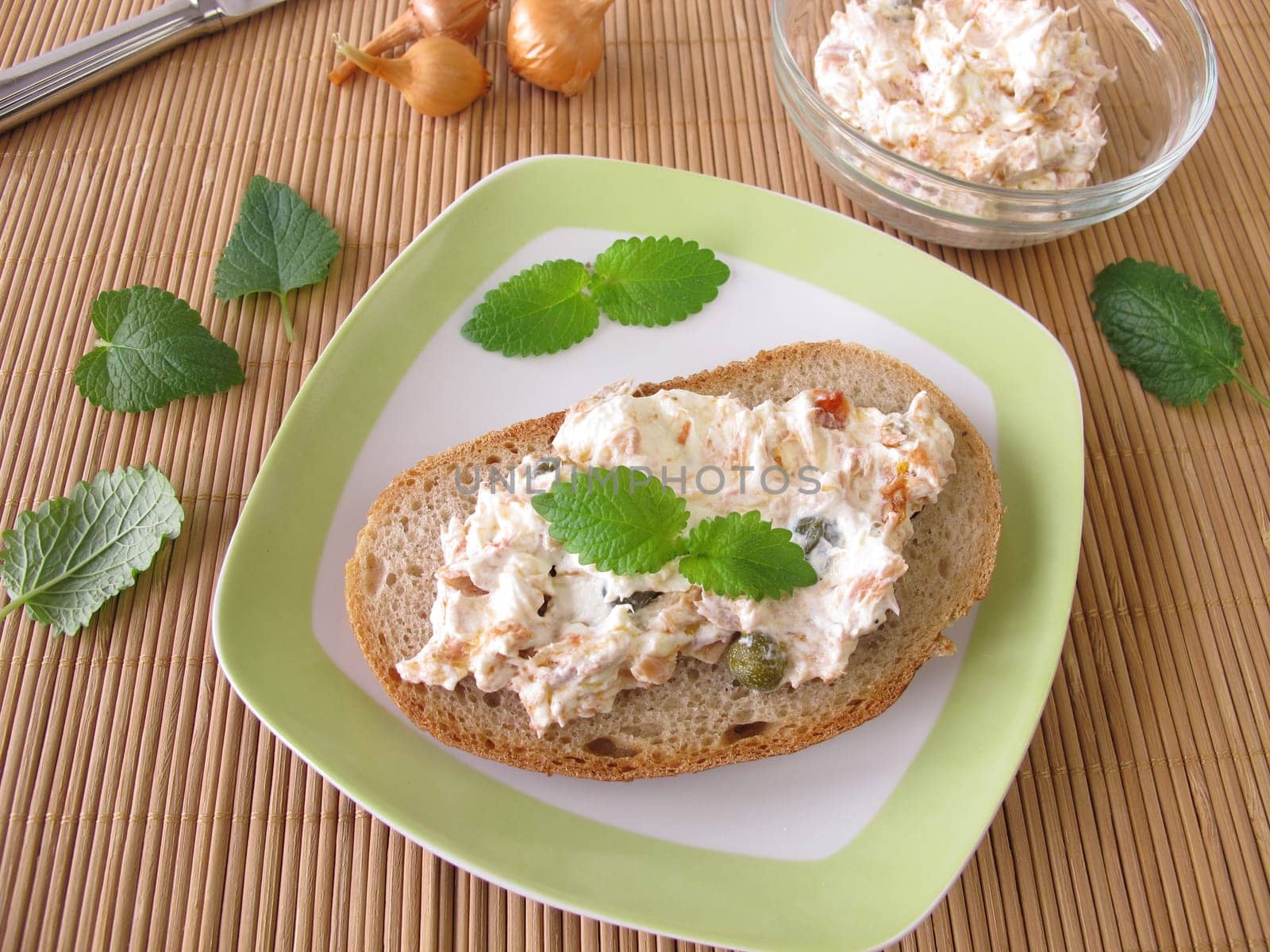 Spread with tuna and cream cheese