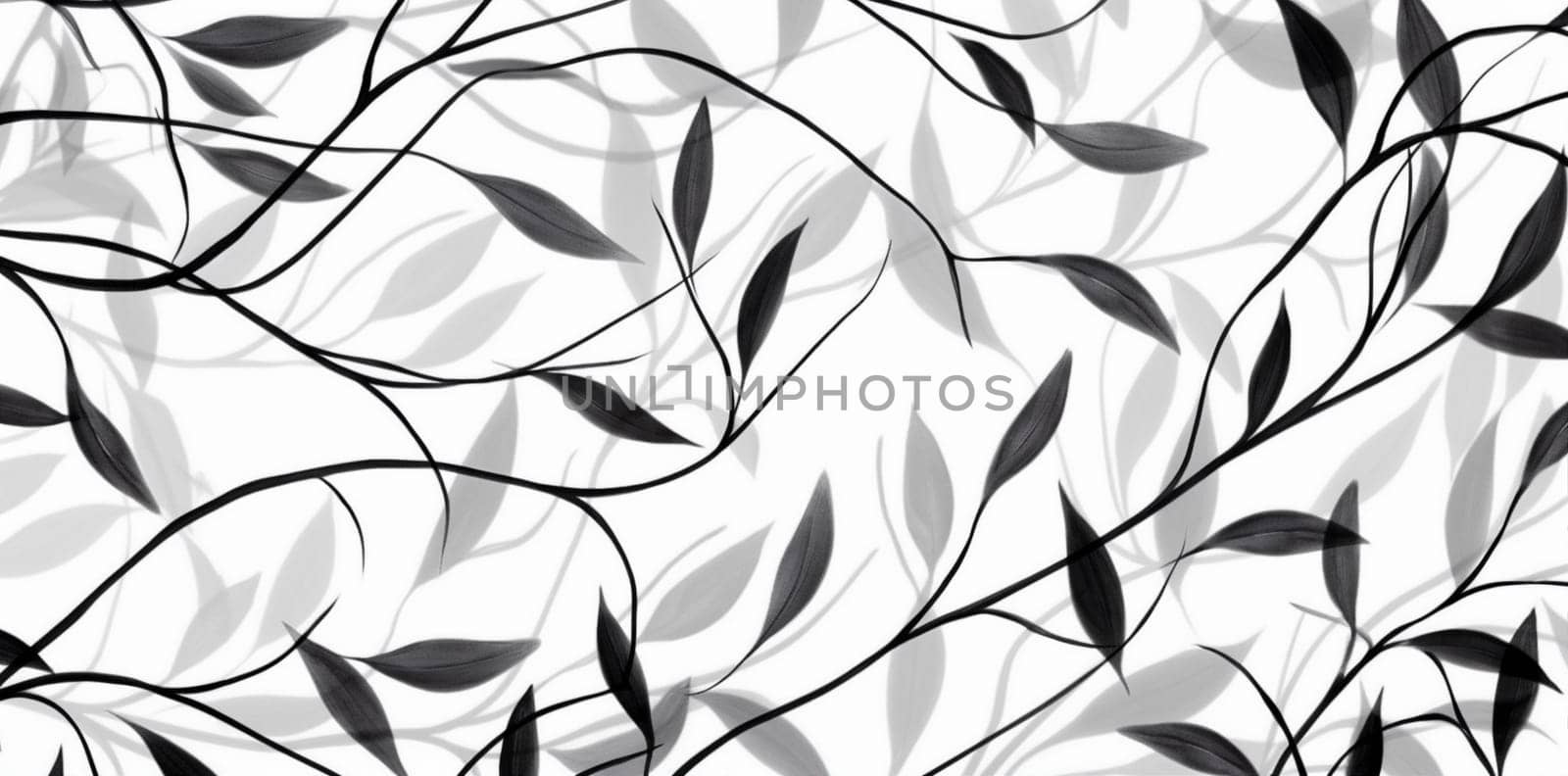 floral wallpaper plant leaf illustration decoration pattern flower design black. Generative AI. by Vichizh