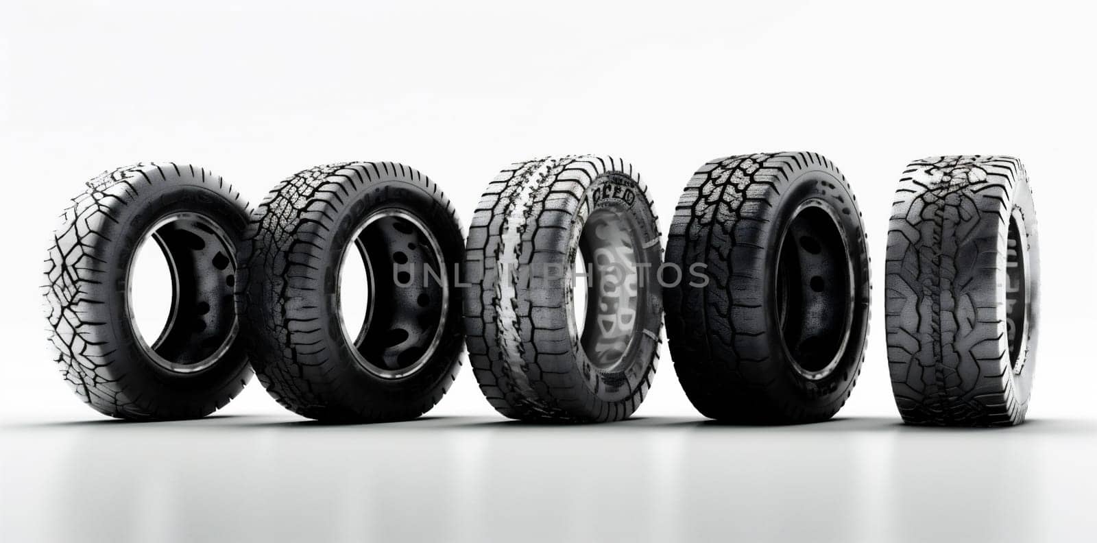 rubber auto object isolated automobile wheel background change tyre tire car. Generative AI. by Vichizh