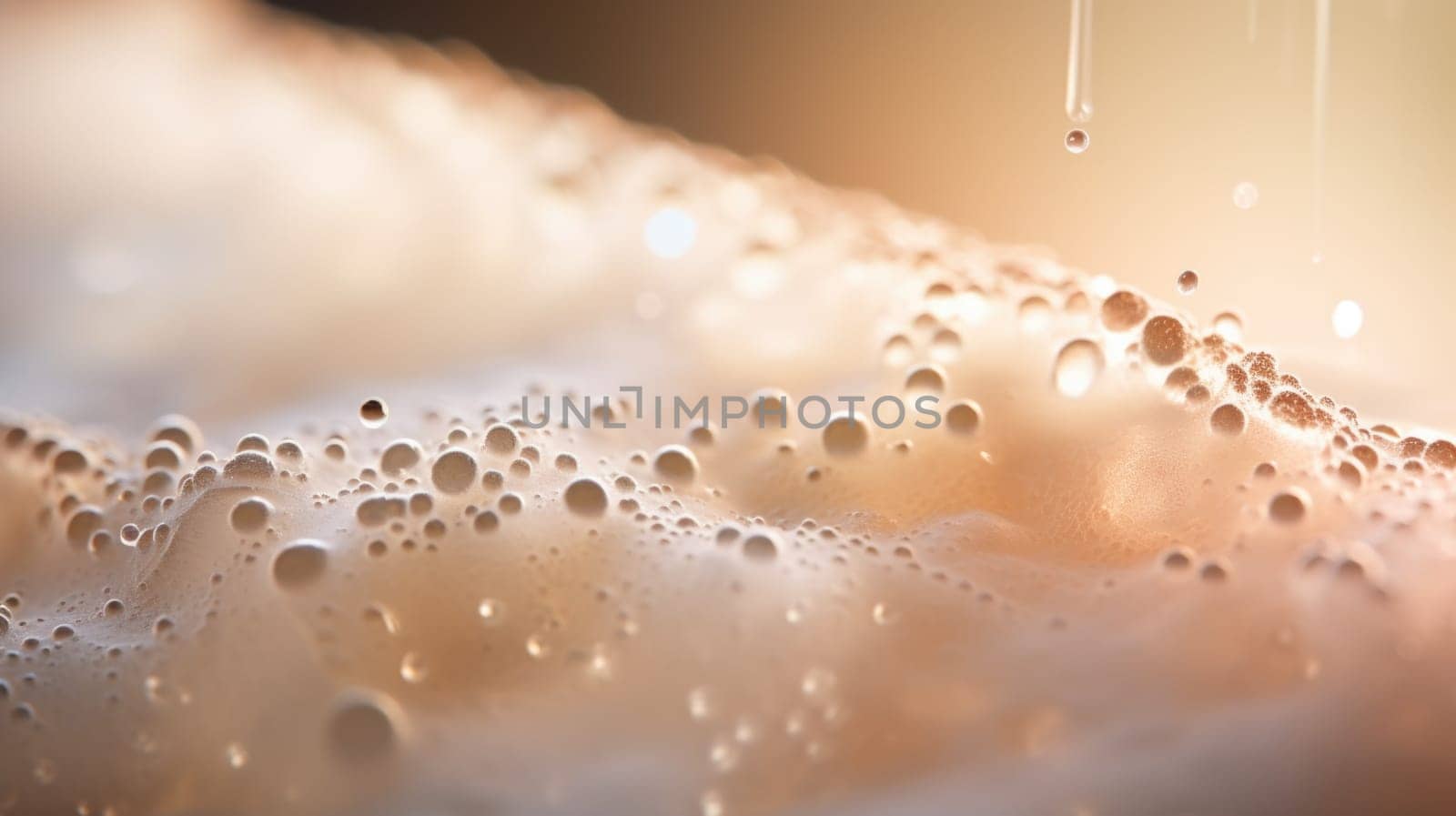 A close up of bubbles in a glass of milk, AI by starush
