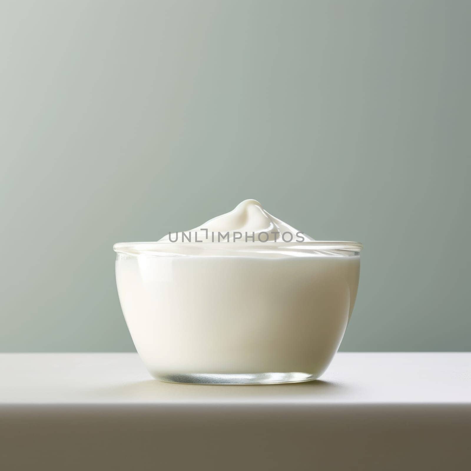 A bowl of yogurt sitting on a table, AI by starush