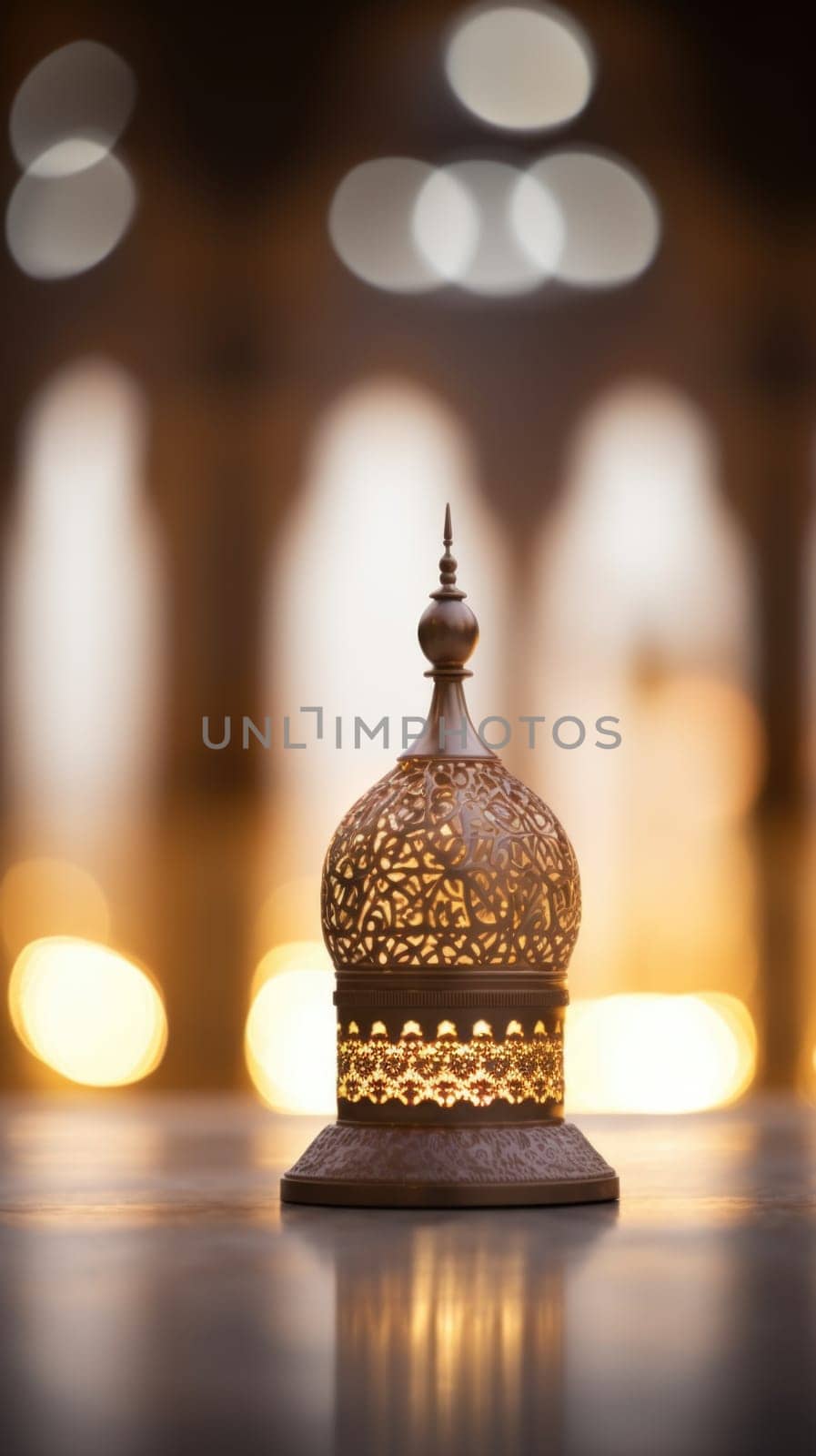 A small wooden islamic dome on a table, AI by starush