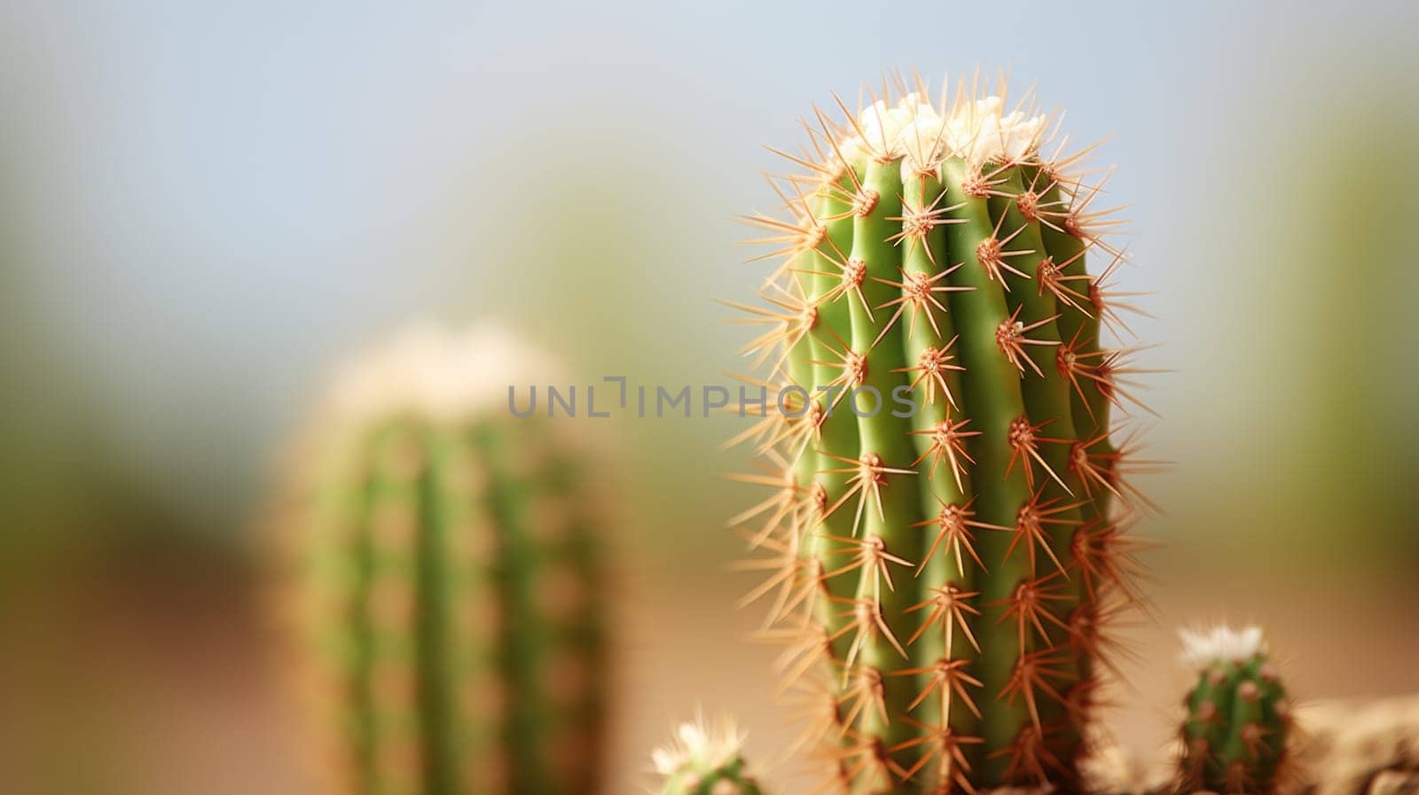 A cactus plant is shown in front of a blurry background