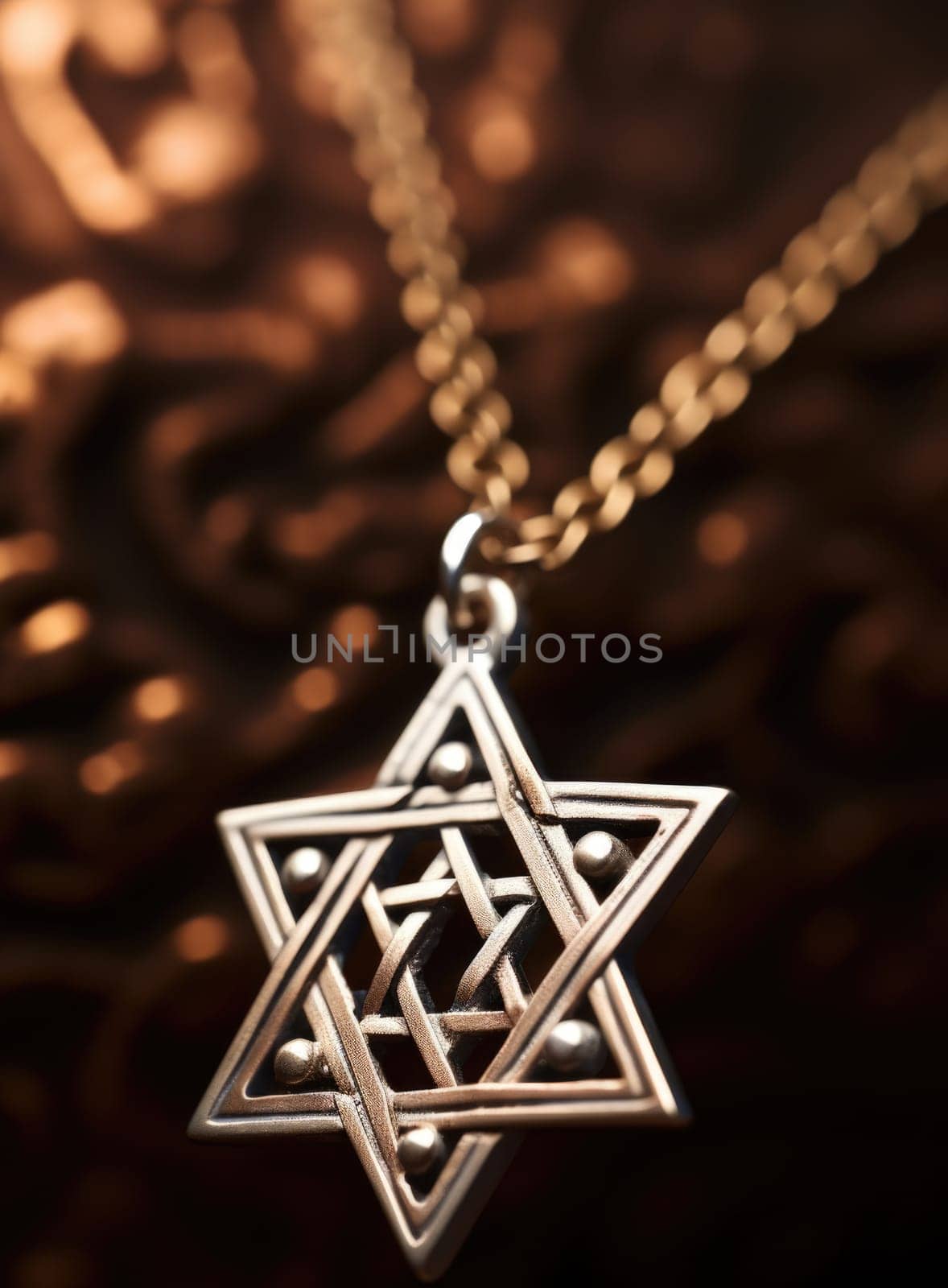 A star of david pendant on a chain