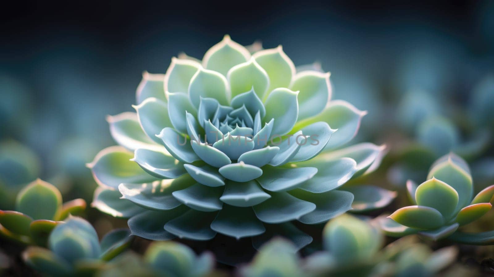 A close up of a succulent plant with green leaves, AI by starush
