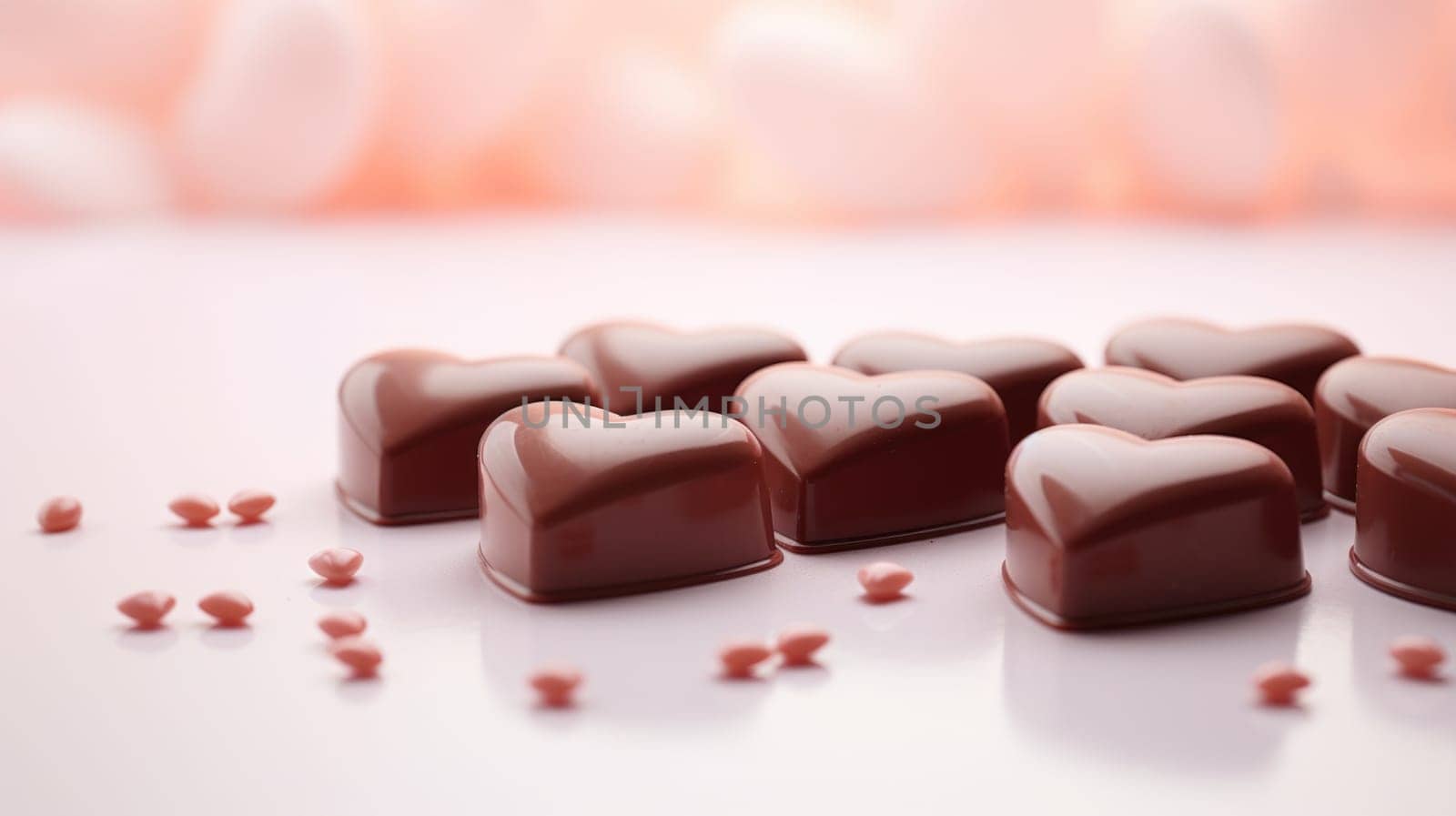 Chocolates in heart shape on white background