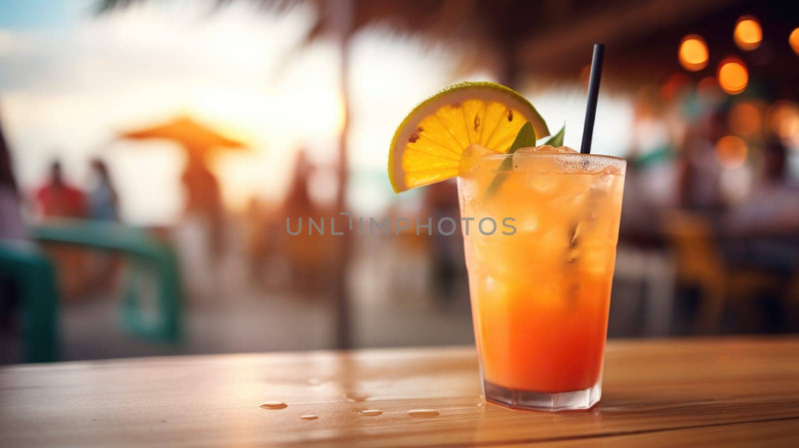 A drink with an orange slice on top of it