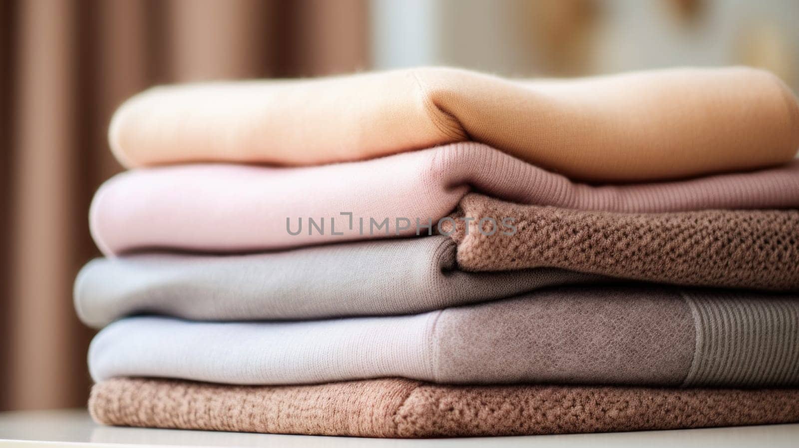 A stack of folded towels on a table