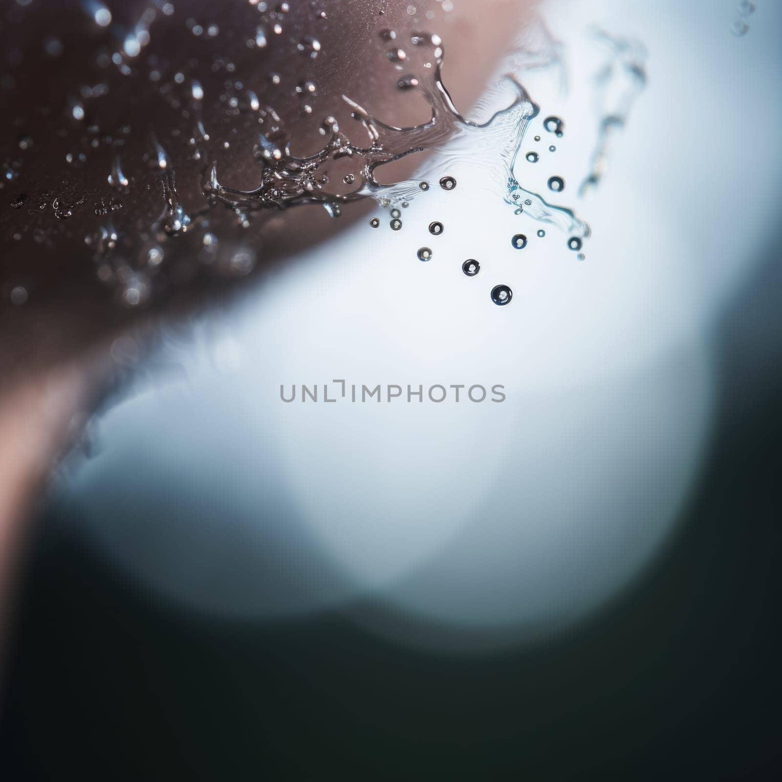 A close up of a man's face with water droplets, AI by starush