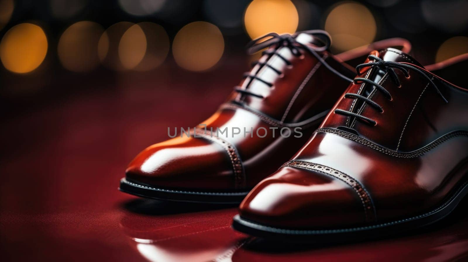 A pair of red shoes on a red background