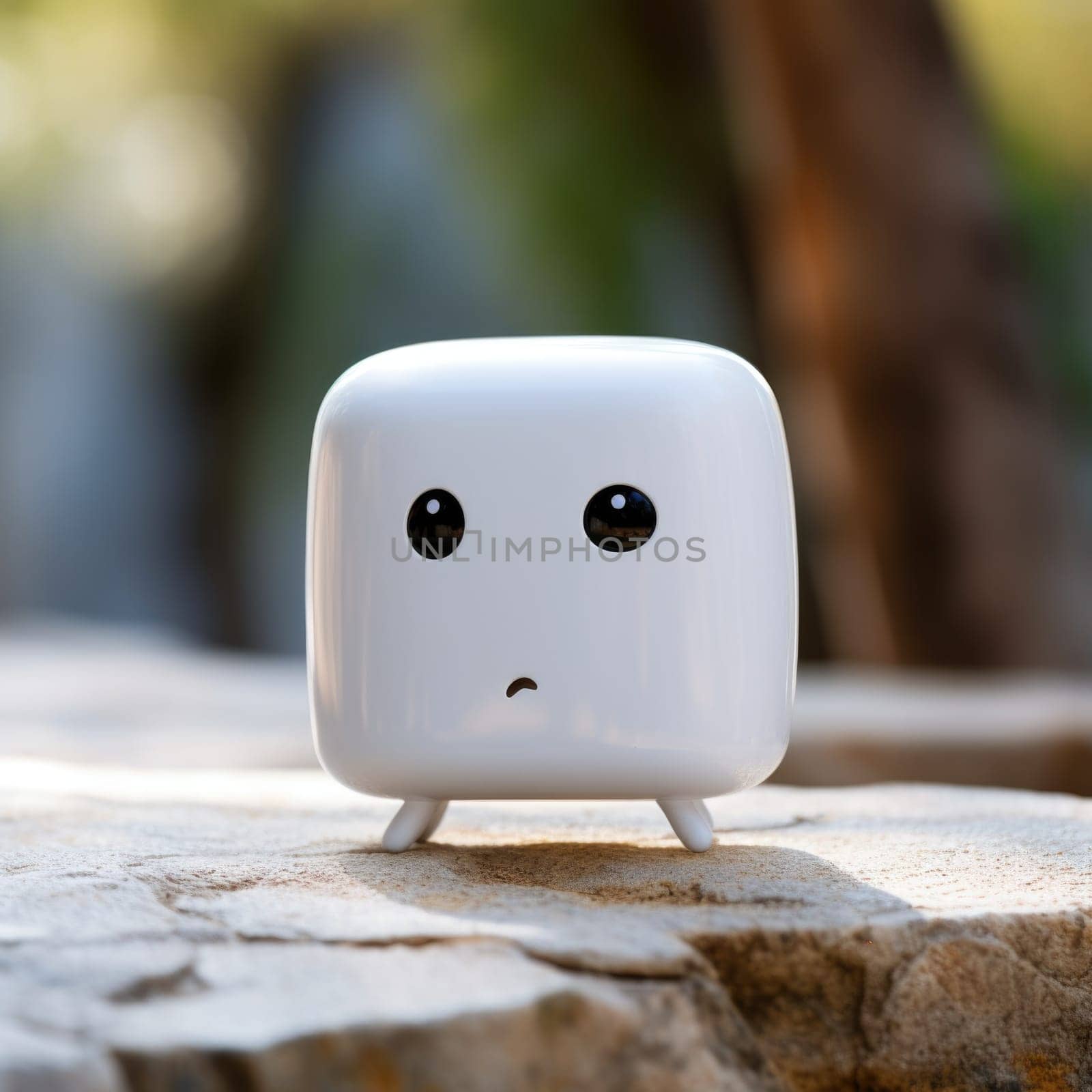 A small white cube with a face on it, AI by starush