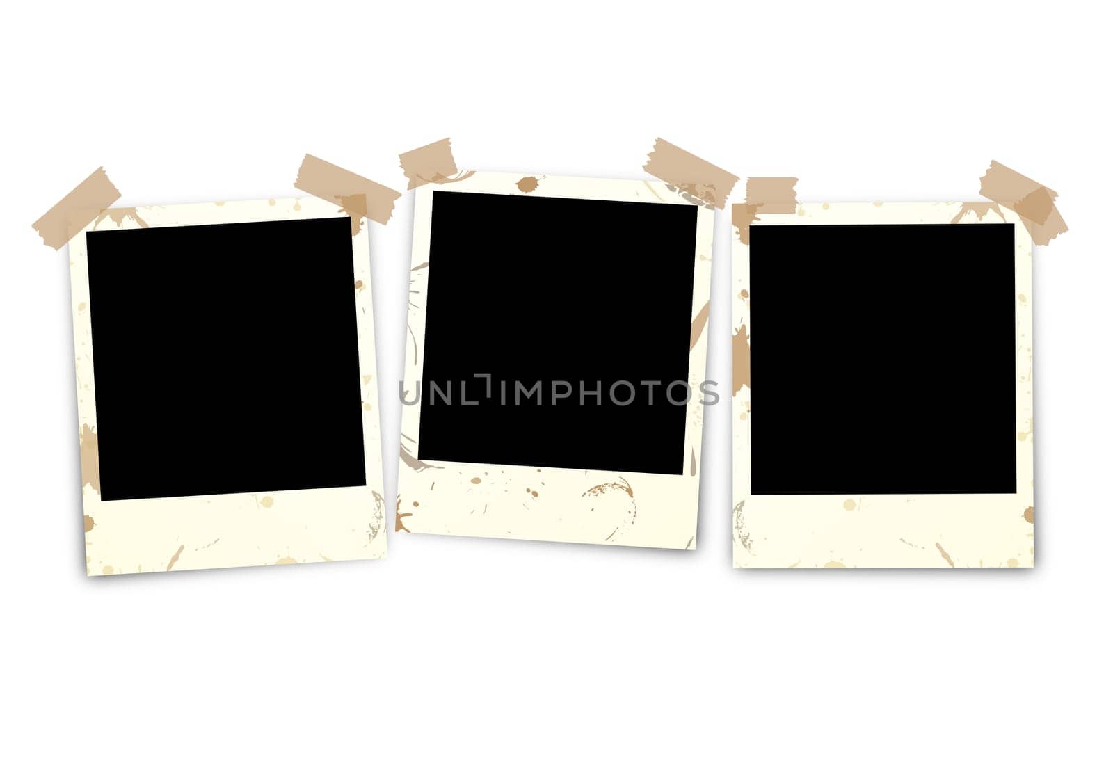 3 Polaroid soiled with adhesive strips