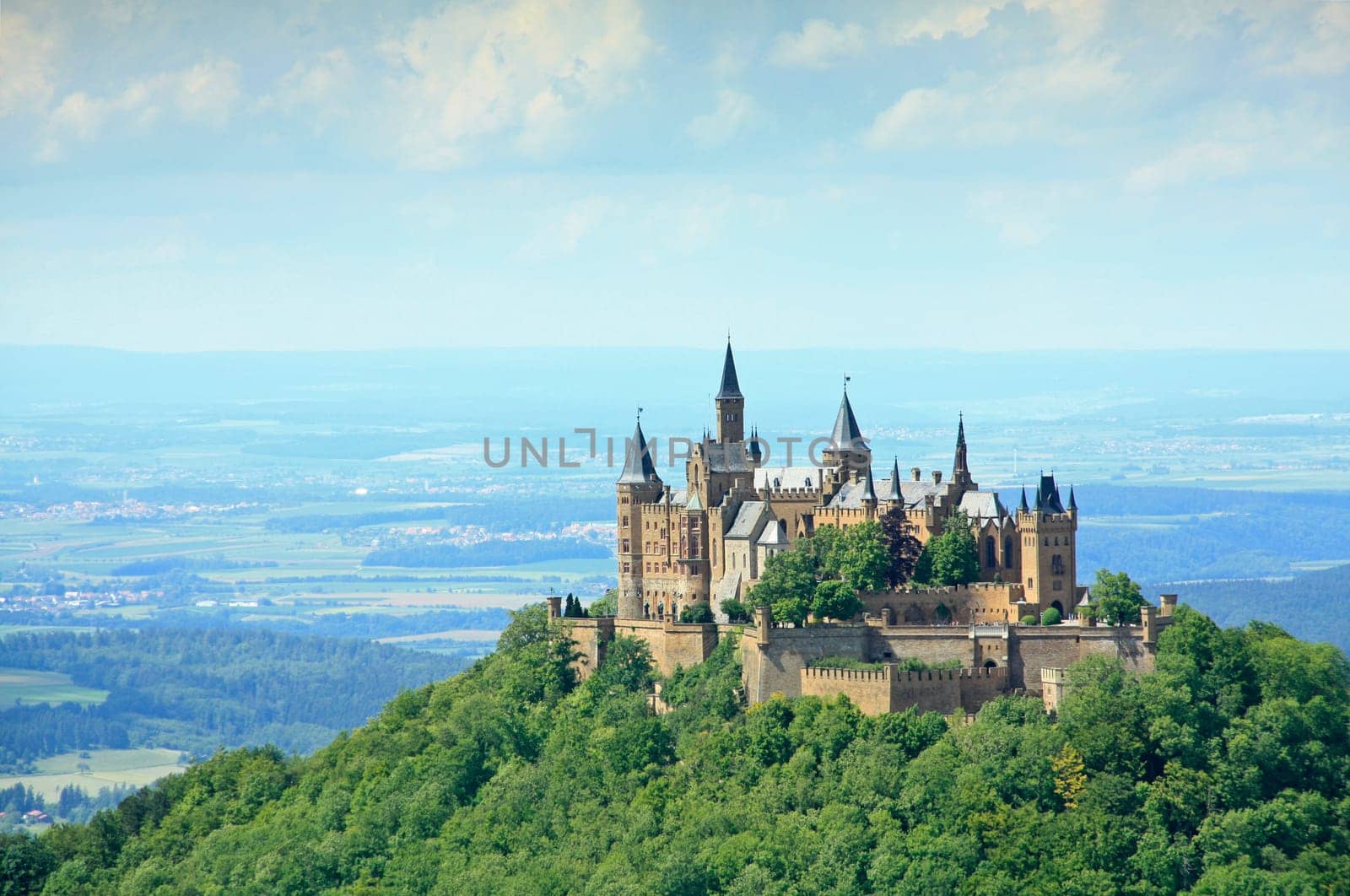 View from the Zeller Horn to Hohenzollern Castle on the Swabian Alb,Baden-Württemberg,Germany