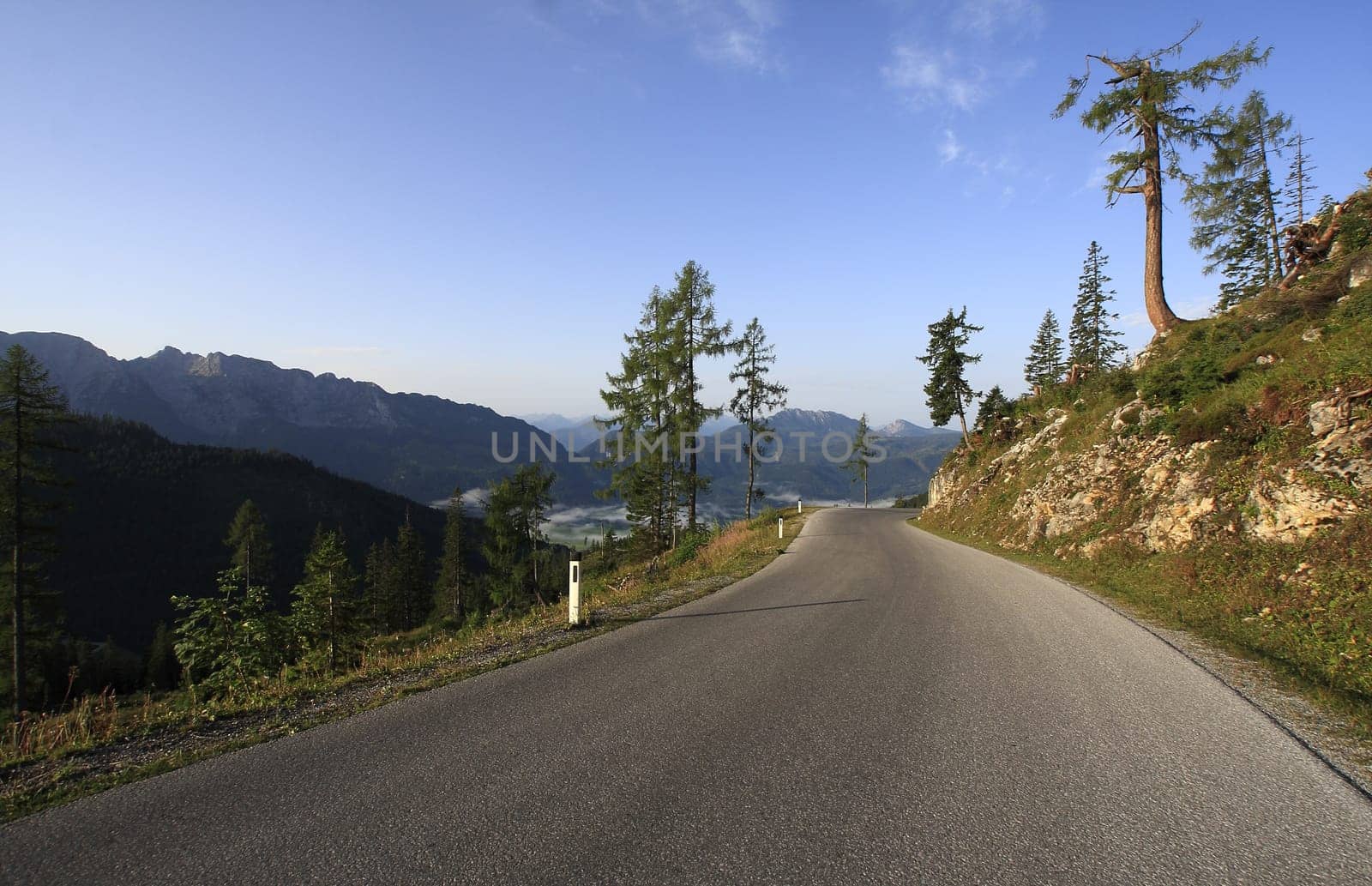 austria panorama of the mountains and the blue sky