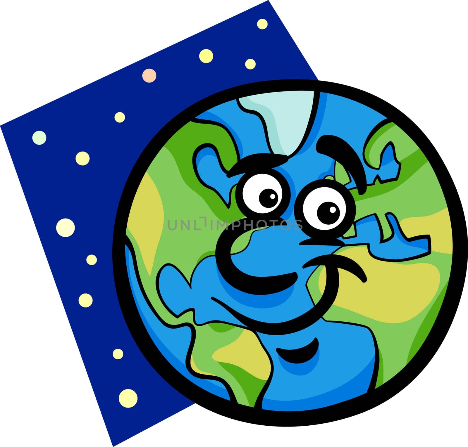 Cartoon Illustration of Funny Earth Planet Comic Mascot Character