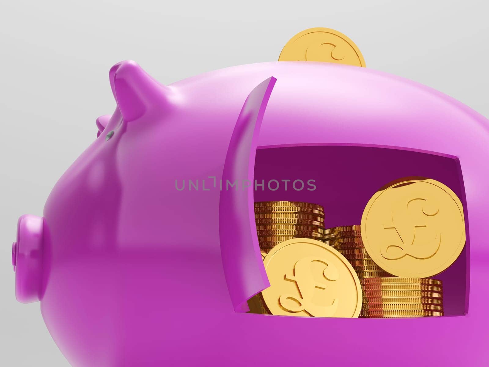 Pounds In Piggy Showing UK Financing Investment