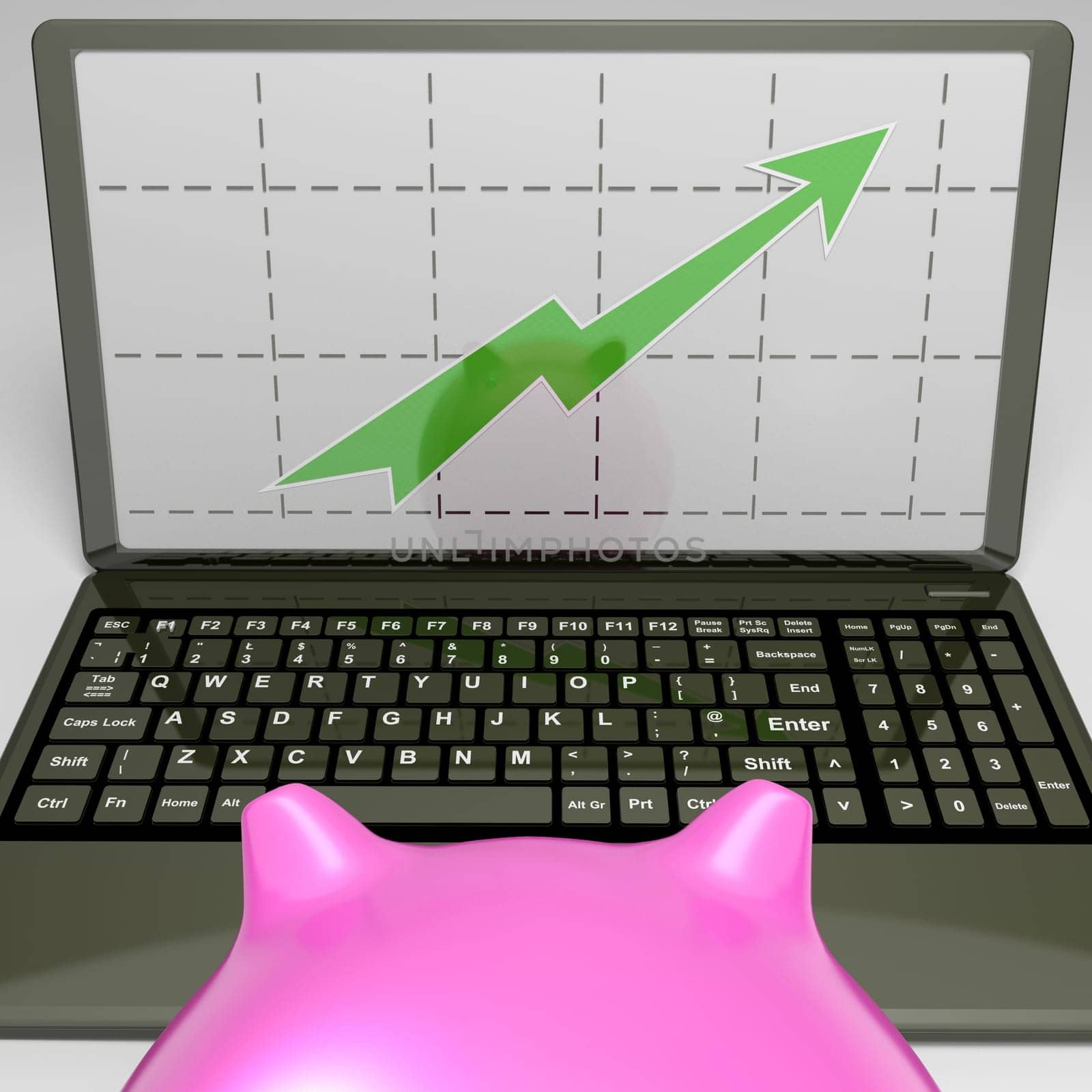 Graph On Screen Showing Growing Profits Diagram