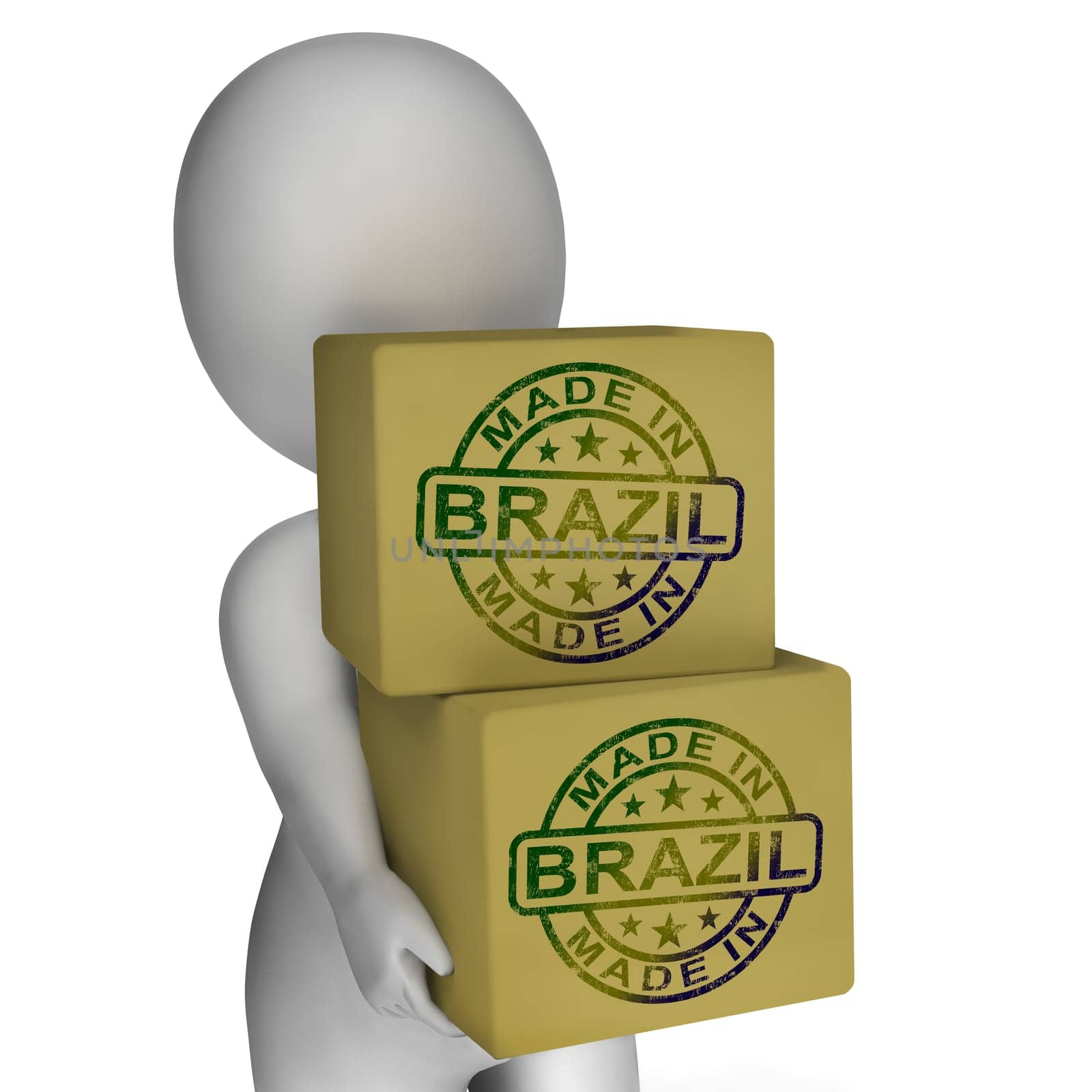 Made In Brazil Stamp On Boxes Showing Brazilian Products
