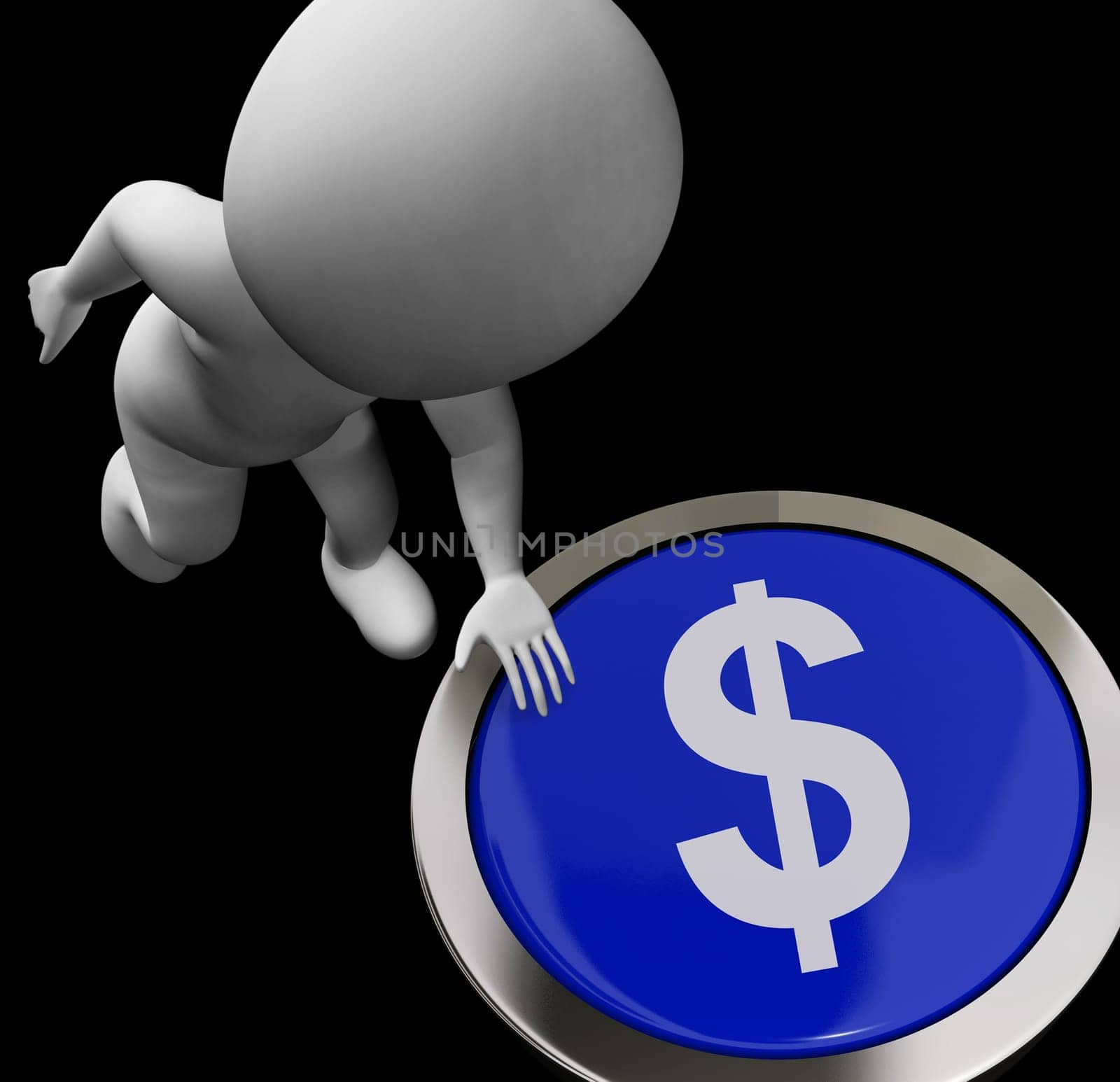Dollar Symbol Button Showing Money Or Investments