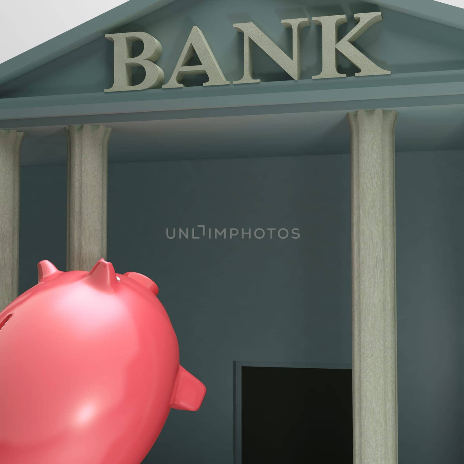 Piggybank Entering Bank Showing Monetary Lift Or Investment Counsel
