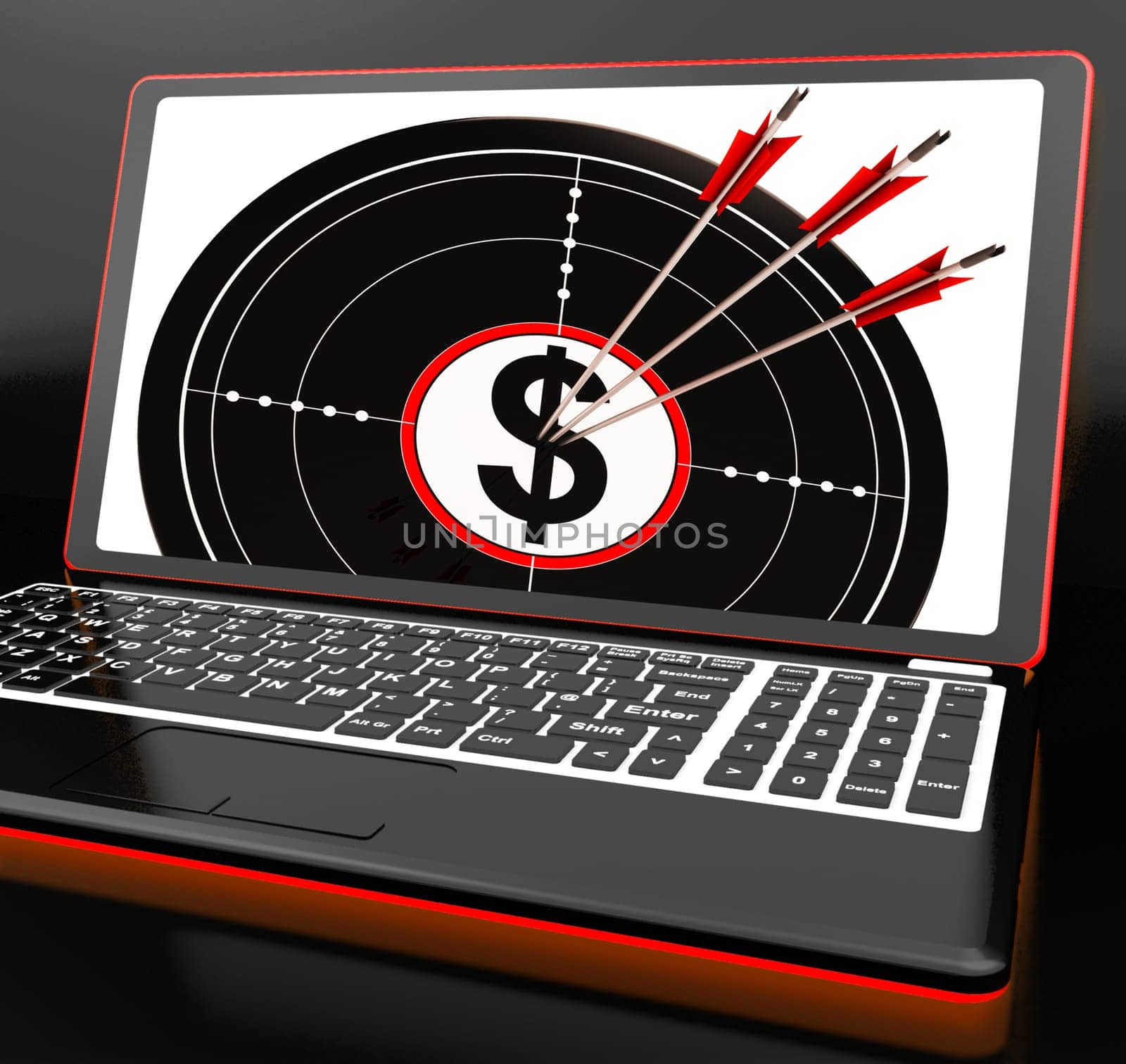 Dollar Symbol On Laptop Showing Investments And American Incomes