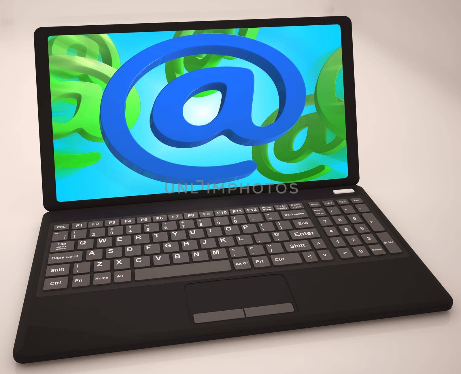 At Sign On Laptop Shows Websites And Internet Mailing
