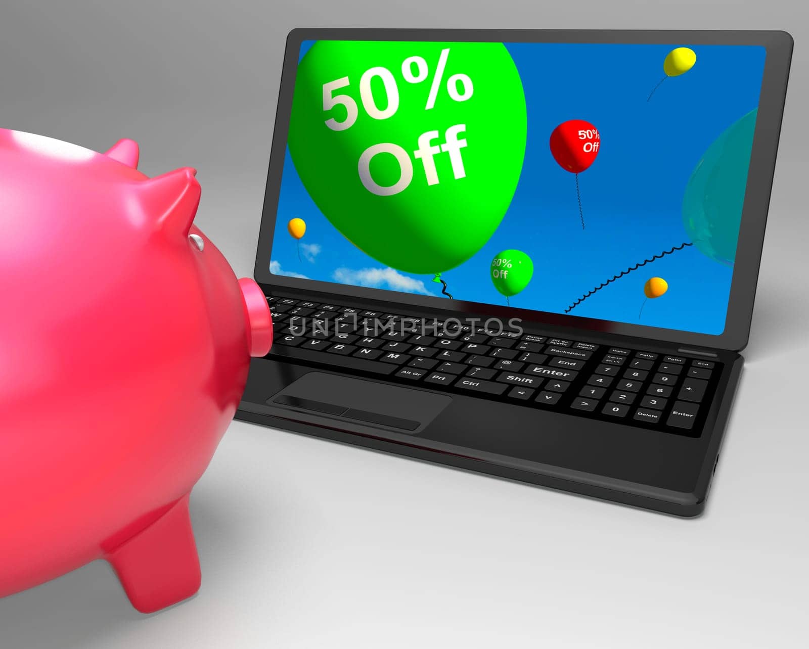 Fifty Percent Off On Laptop Showing Cheap Products And Sales