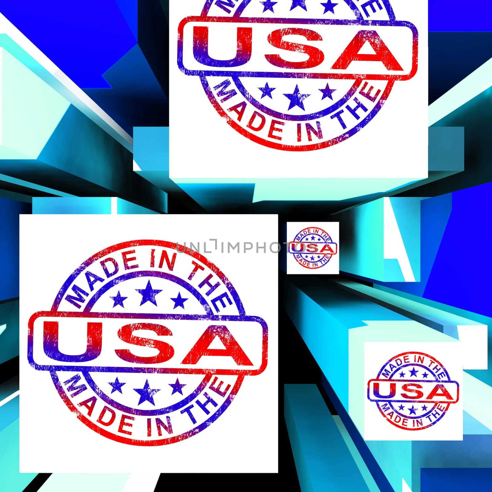 Made In The USA On Cubes Showing Patriotism And Production