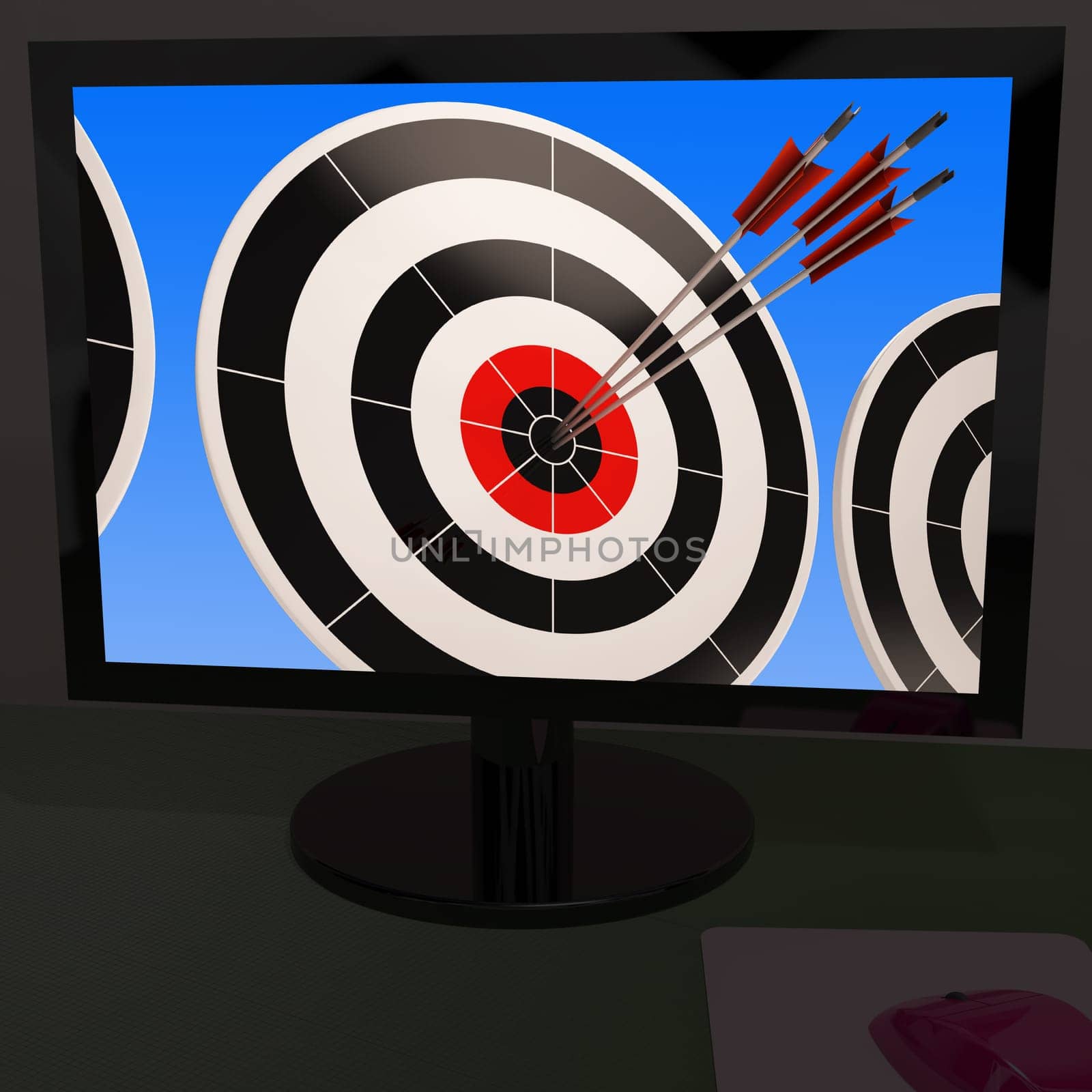 Arrows On Monitor Showing Efficiency And Perfect Shooting