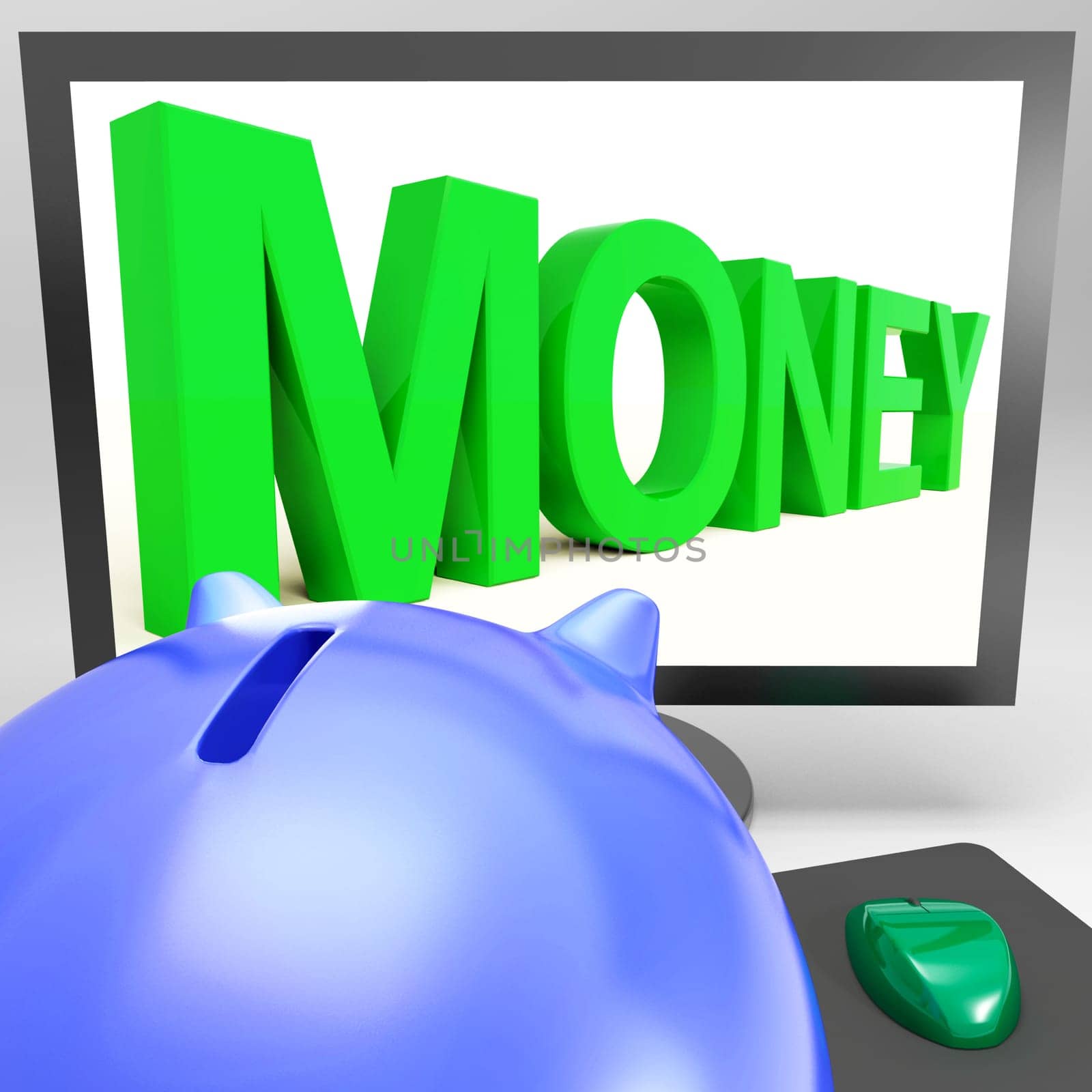 Money On Monitor Showing Prosperity And Monetary Revenue