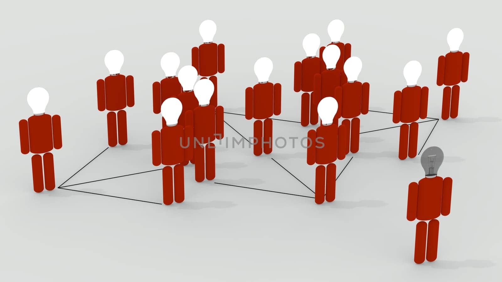 Many people connected in a social network.