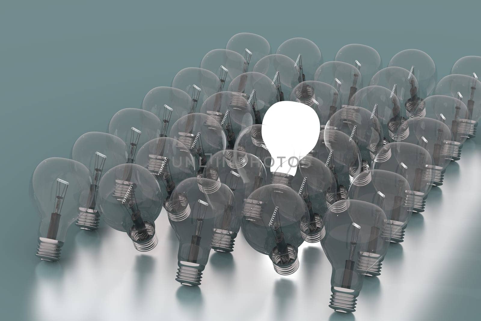 Creativity Concept with Light Bulb Glowing in 3d.