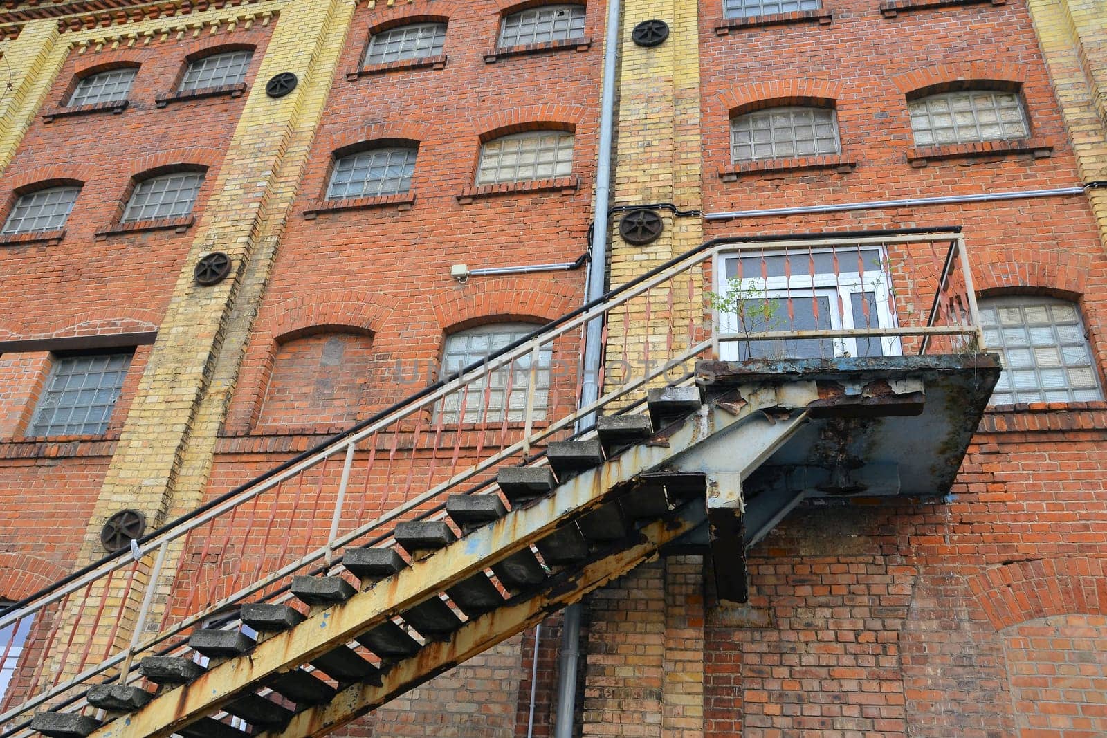 Stairs at an empty factory building