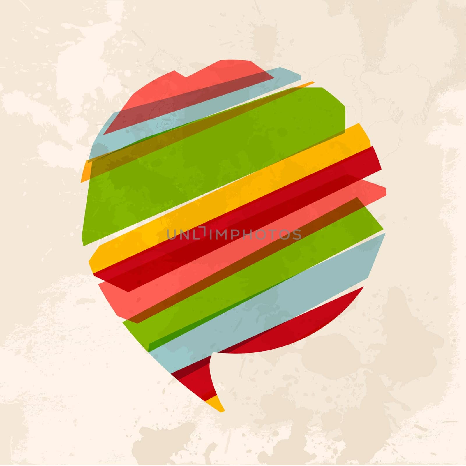 Diversity colors transparent bands speach bubble over grunge background. EPS10 file version. This illustration contains transparency and is layered for easy manipulation and custom coloring.