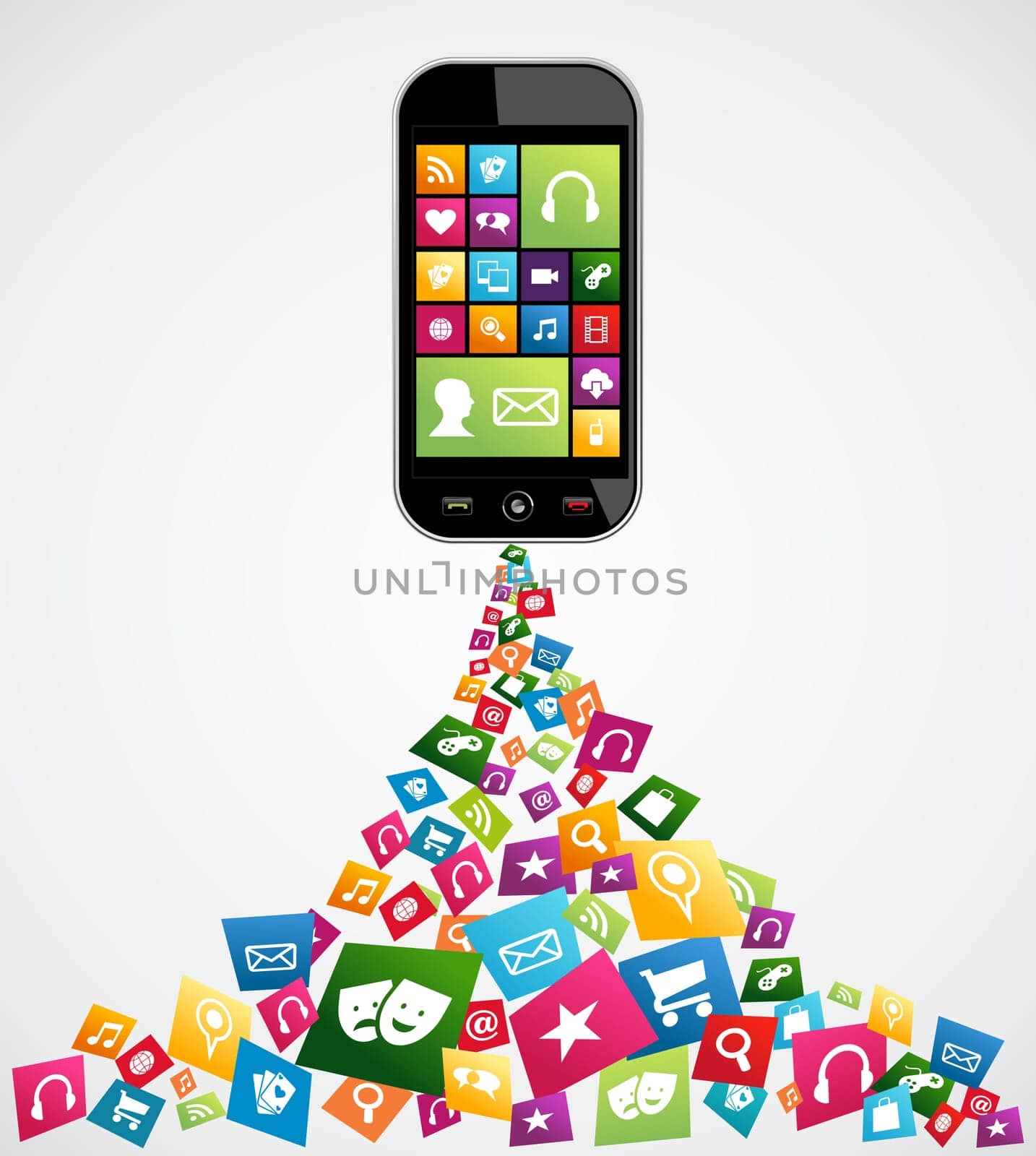 Smartphone download apps icon set concept background. Vector illustration layered for easy manipulation and custom coloring.