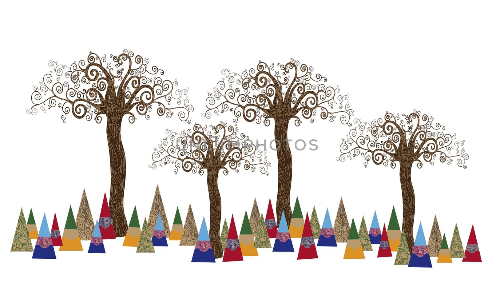 Art noveau style tree idea isolated background. This illustration is layered for easy manipulation and custom coloring